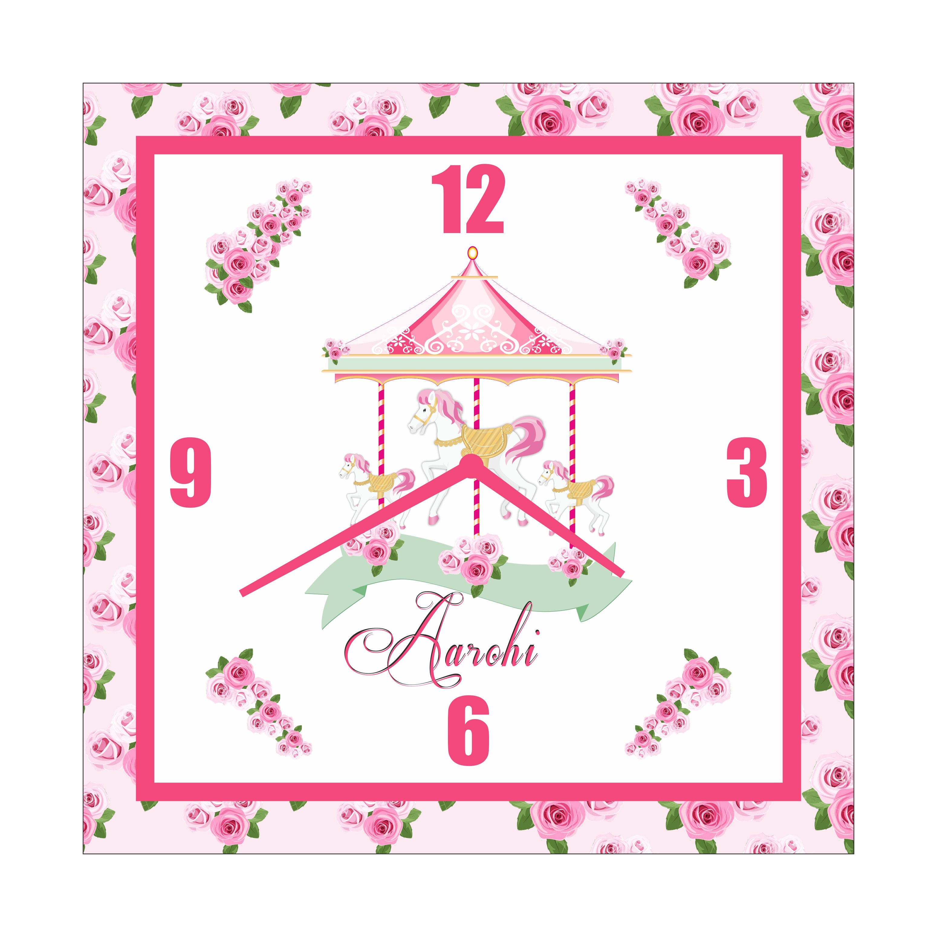 Personalised Carousel Clock THEME PARTIES Pretty UR Party   