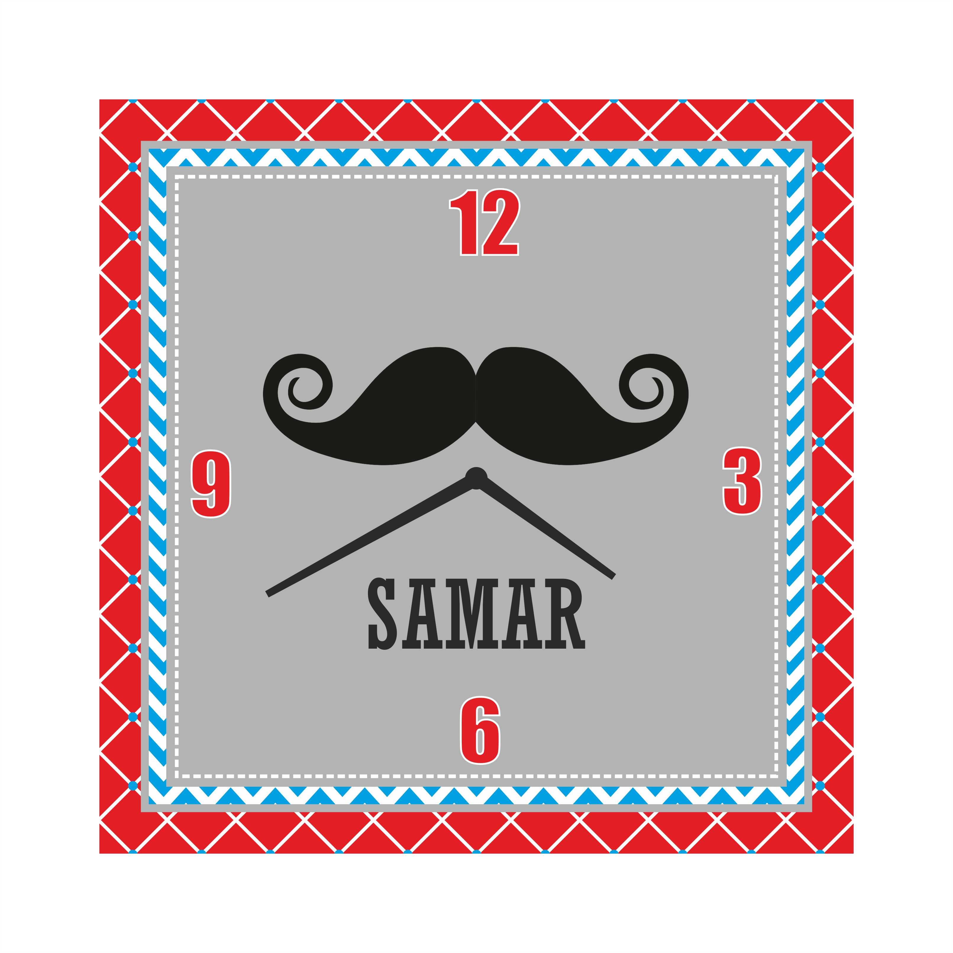 Personalised Moustache Clock THEME PARTIES Pretty UR Party   