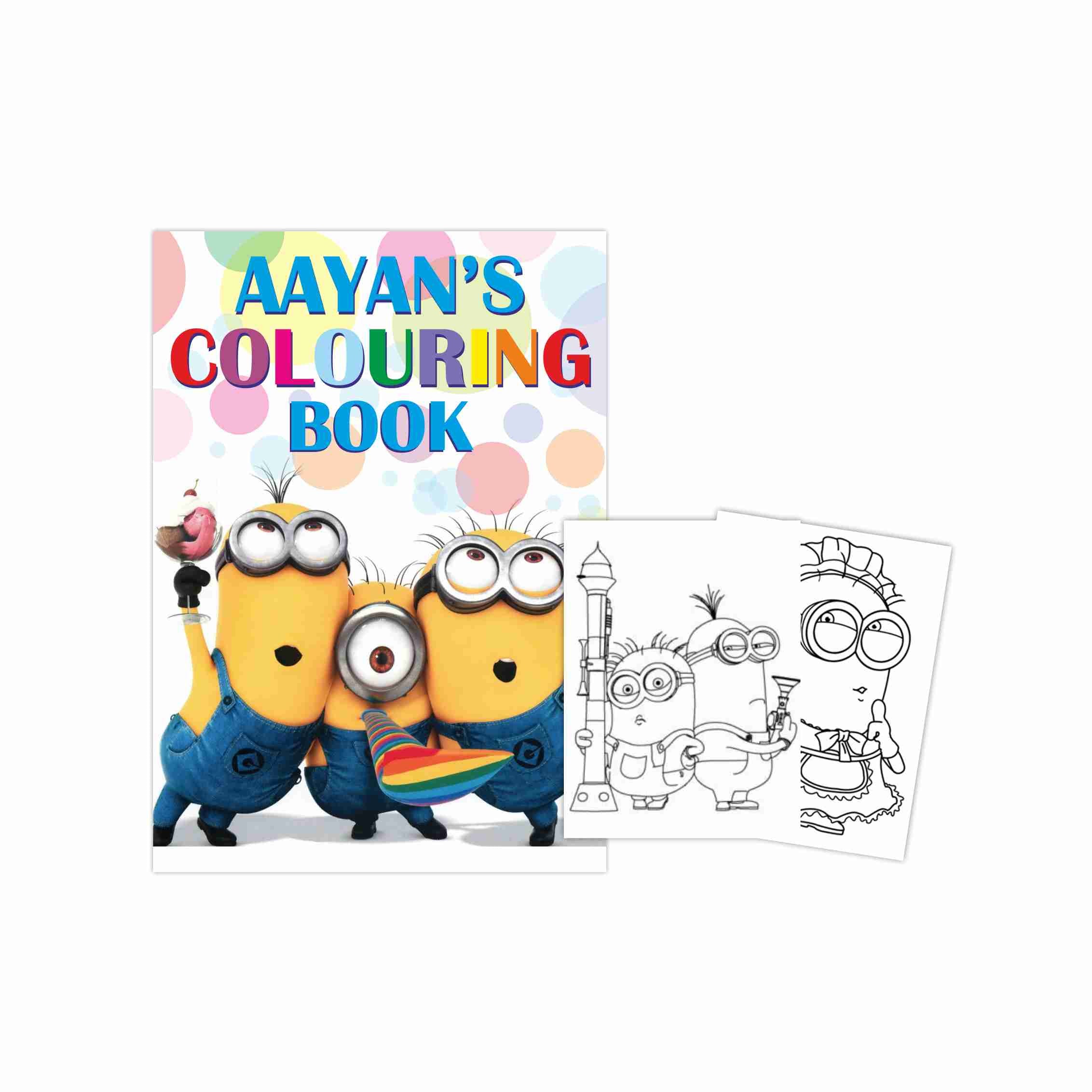 Despicable Me Minions inspired Colouring Book PERSONALISED Pretty UR Party   