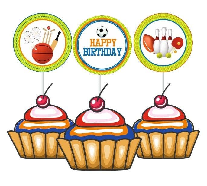 Sports theme Cupcake Toppers THEME PARTIES Pretty UR Party   