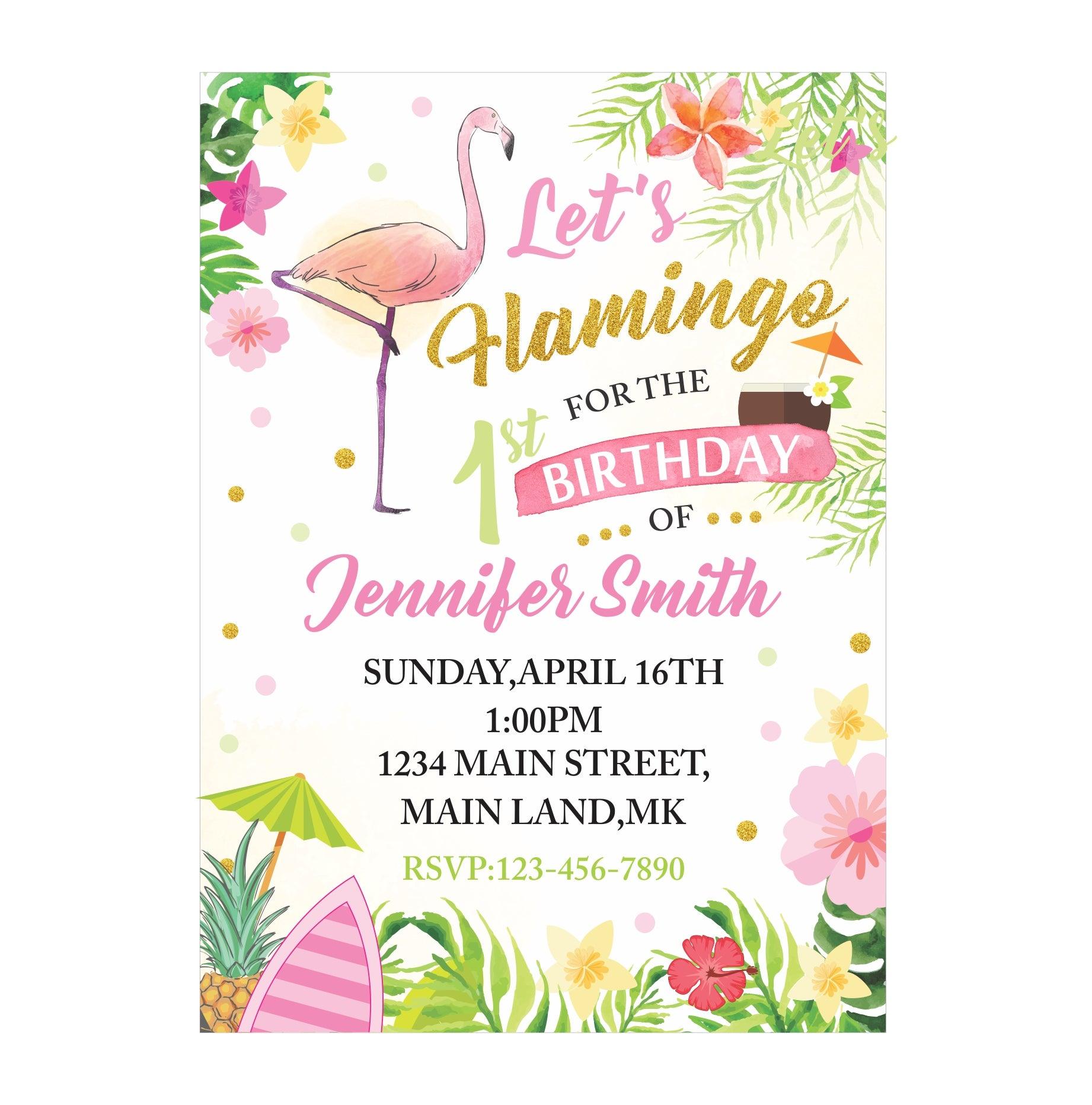 Flamingo Theme E-Invitations BIRTHDAYS Pretty UR Party   