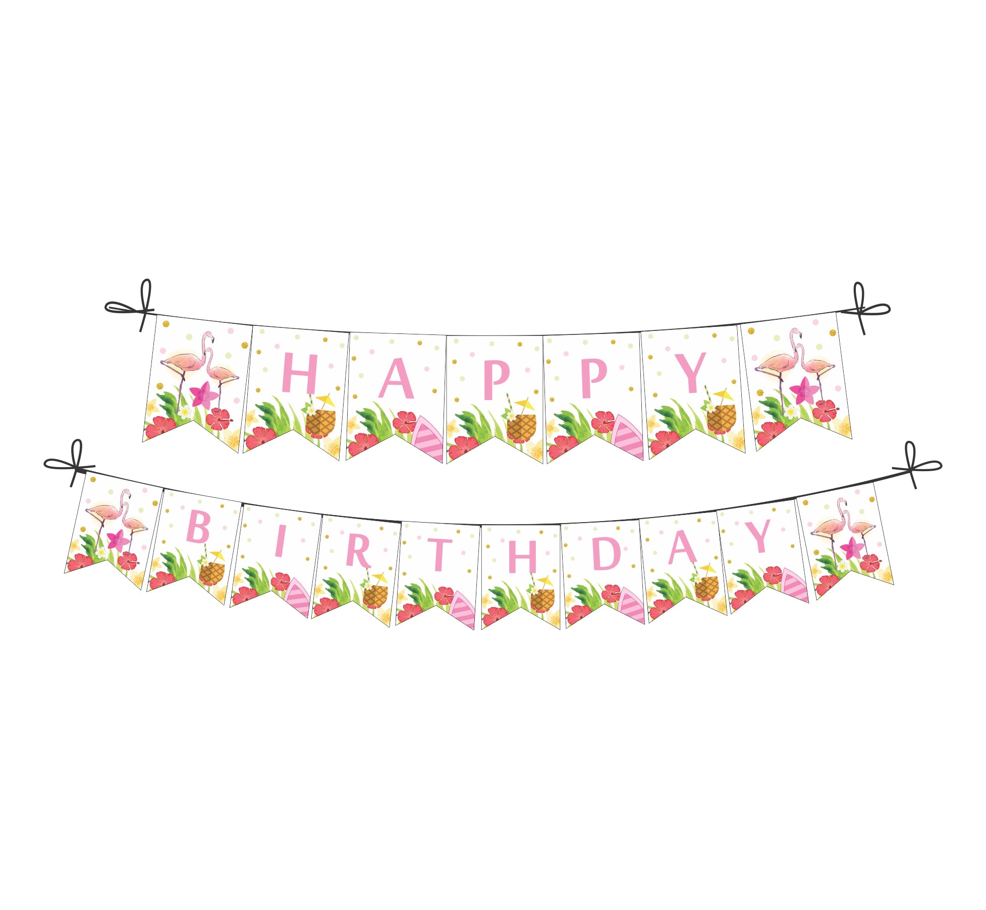 Flamingo Theme Bunting DECORATIONS Pretty UR Party   