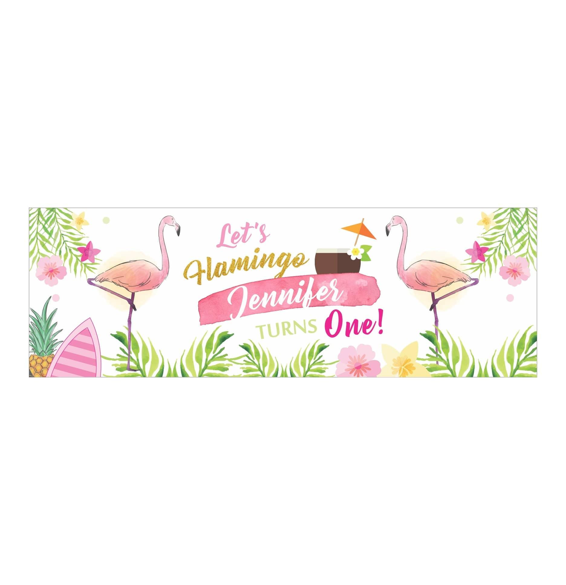 Personalized Flamingo Theme Banner 30in ALL PARTY SUPPLIES Pretty UR Party   