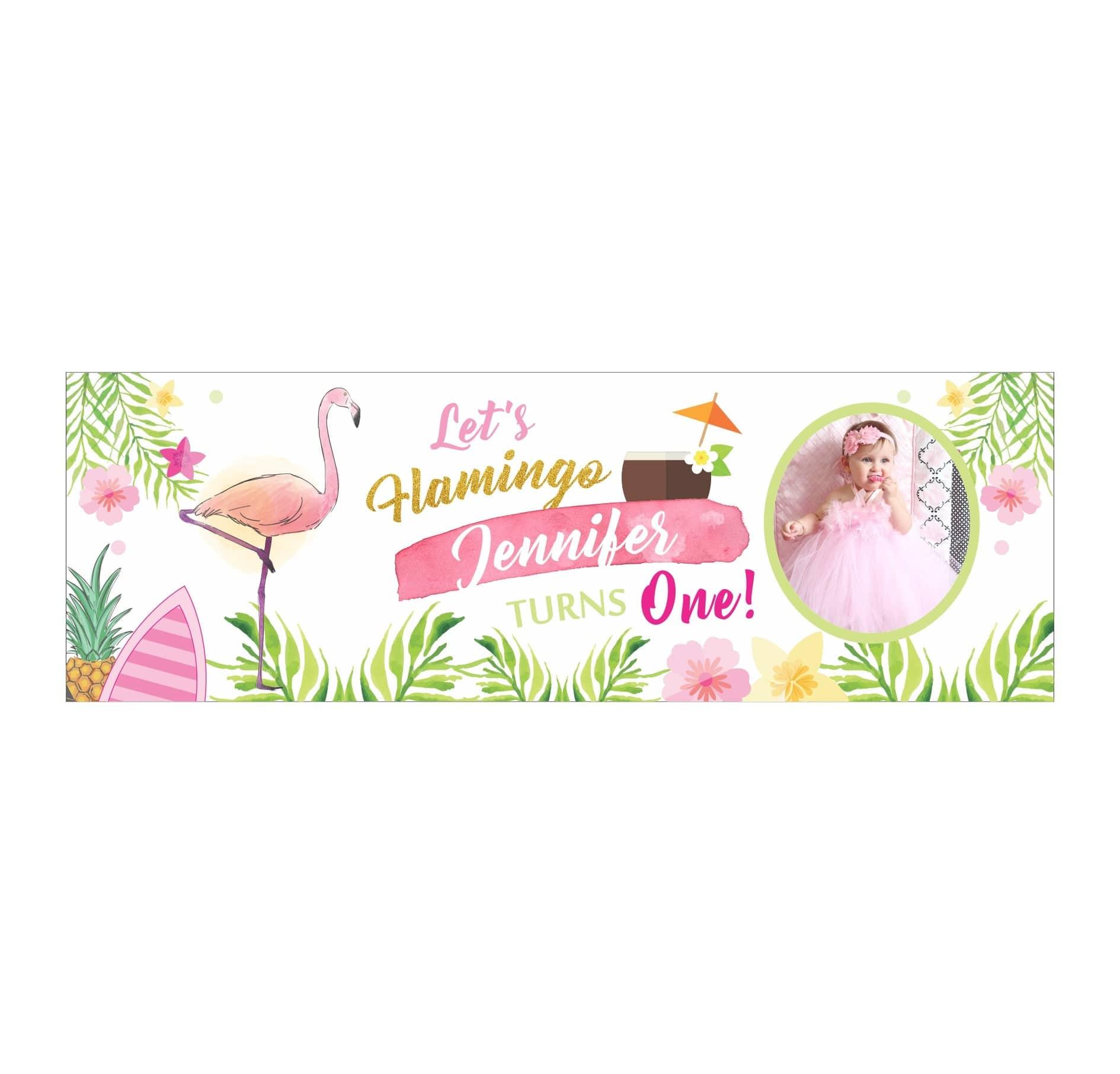 Personalized Flamingo Theme Banner 30in ALL PARTY SUPPLIES Pretty UR Party   