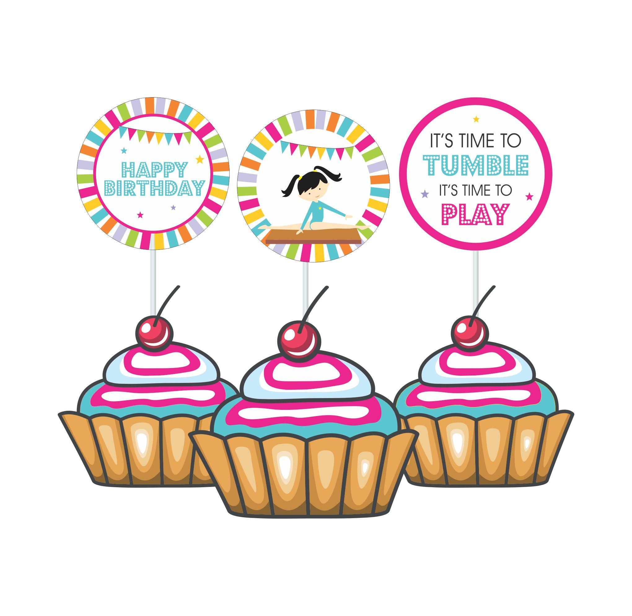 Gymnastics Theme Cupcake / Food Toppers THEME PARTIES Pretty UR Party   