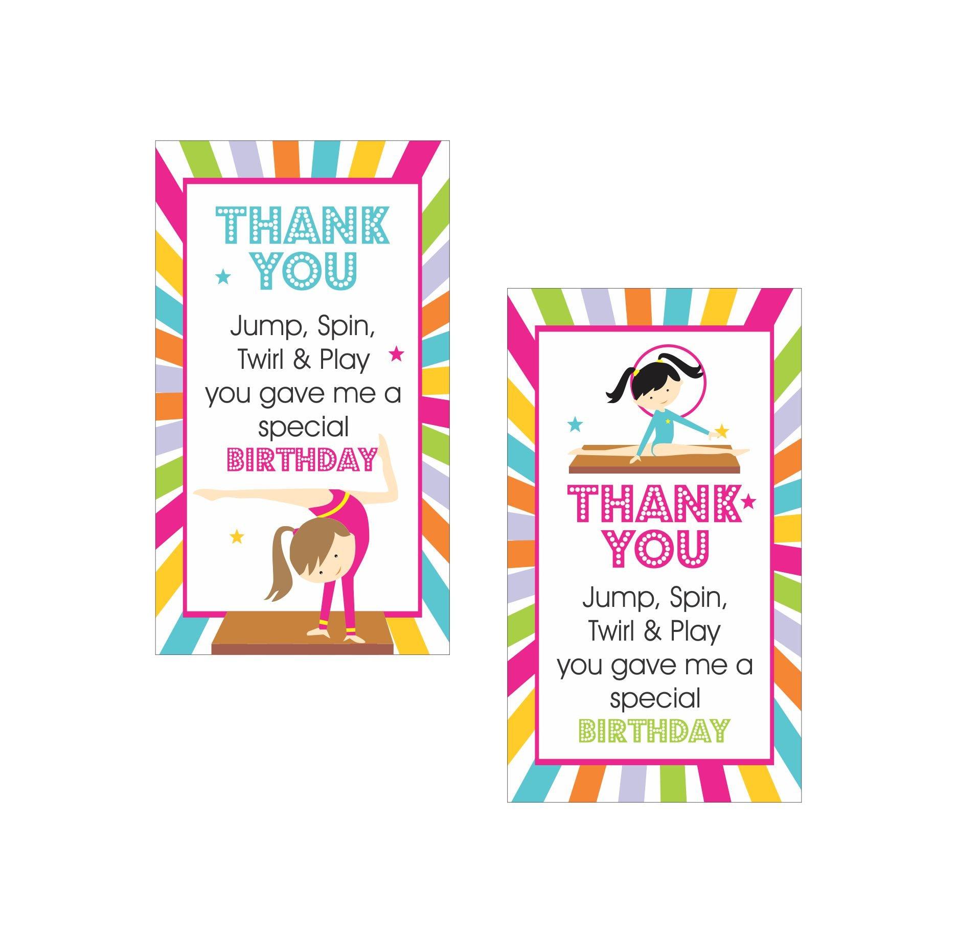 Gymnastics Theme Thank you Tags THEME PARTIES Pretty UR Party   