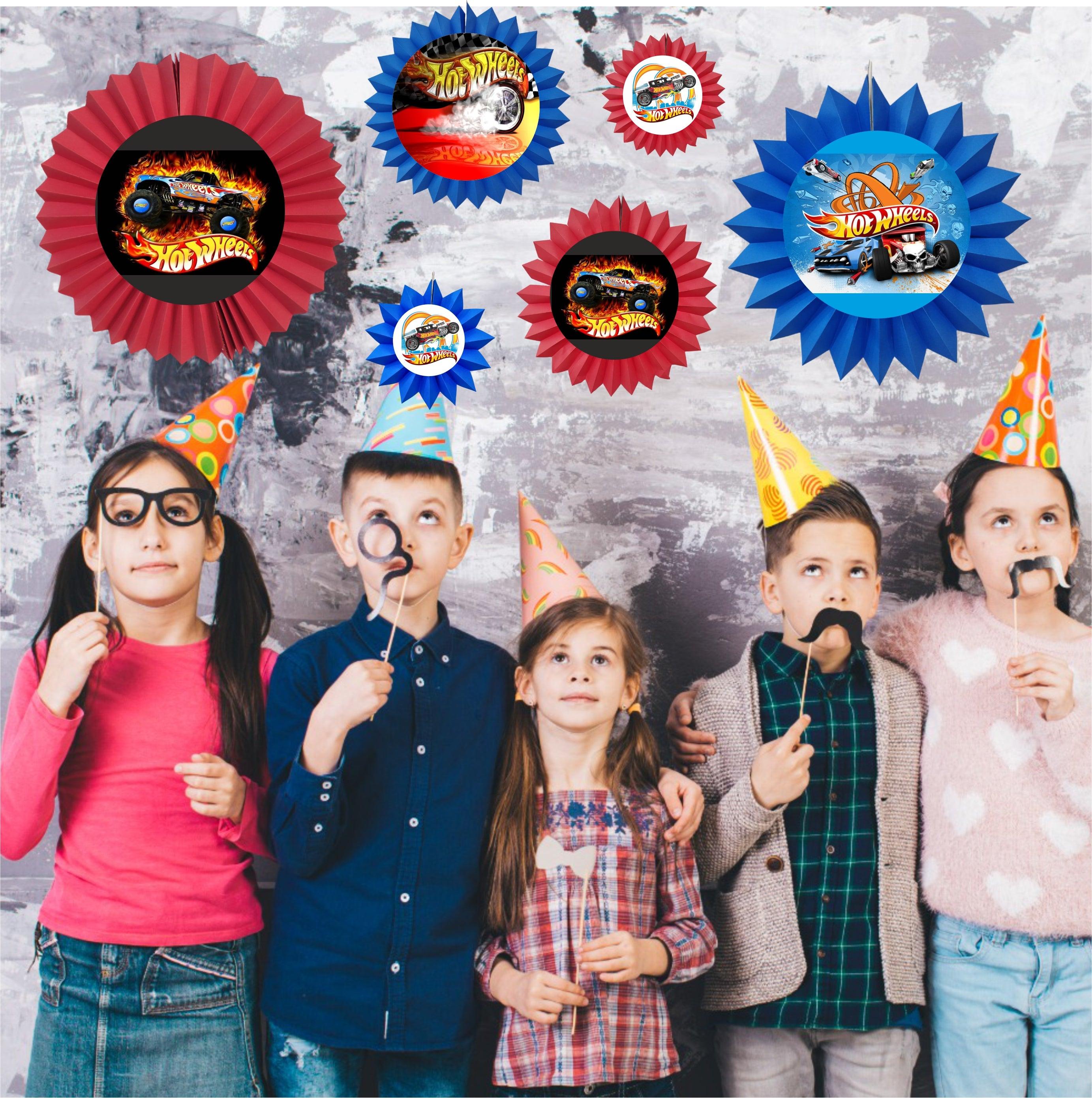 Hot Wheels Paper Fans - Set of 6 DECORATIONS Pretty UR Party   