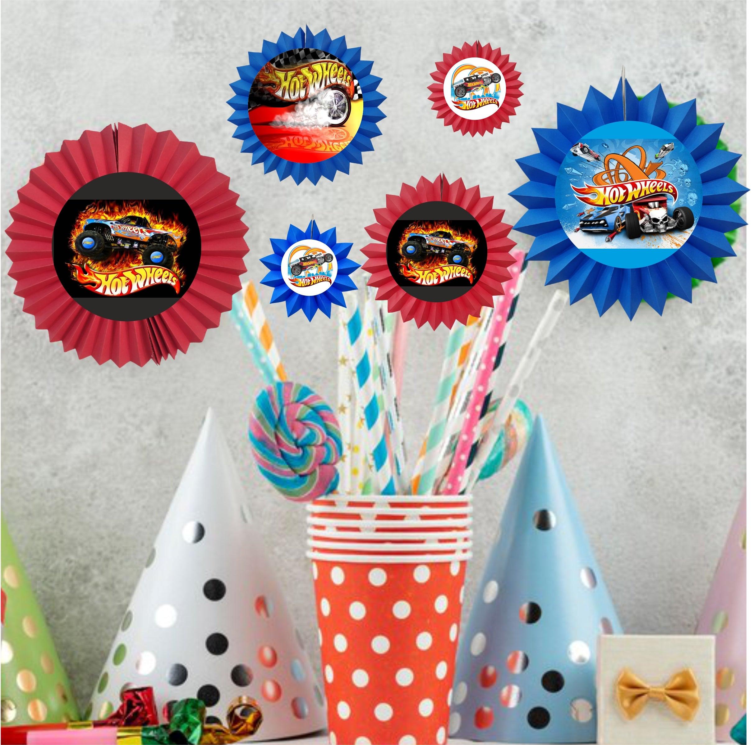 Hot Wheels Paper Fans - Set of 6 DECORATIONS Pretty UR Party   