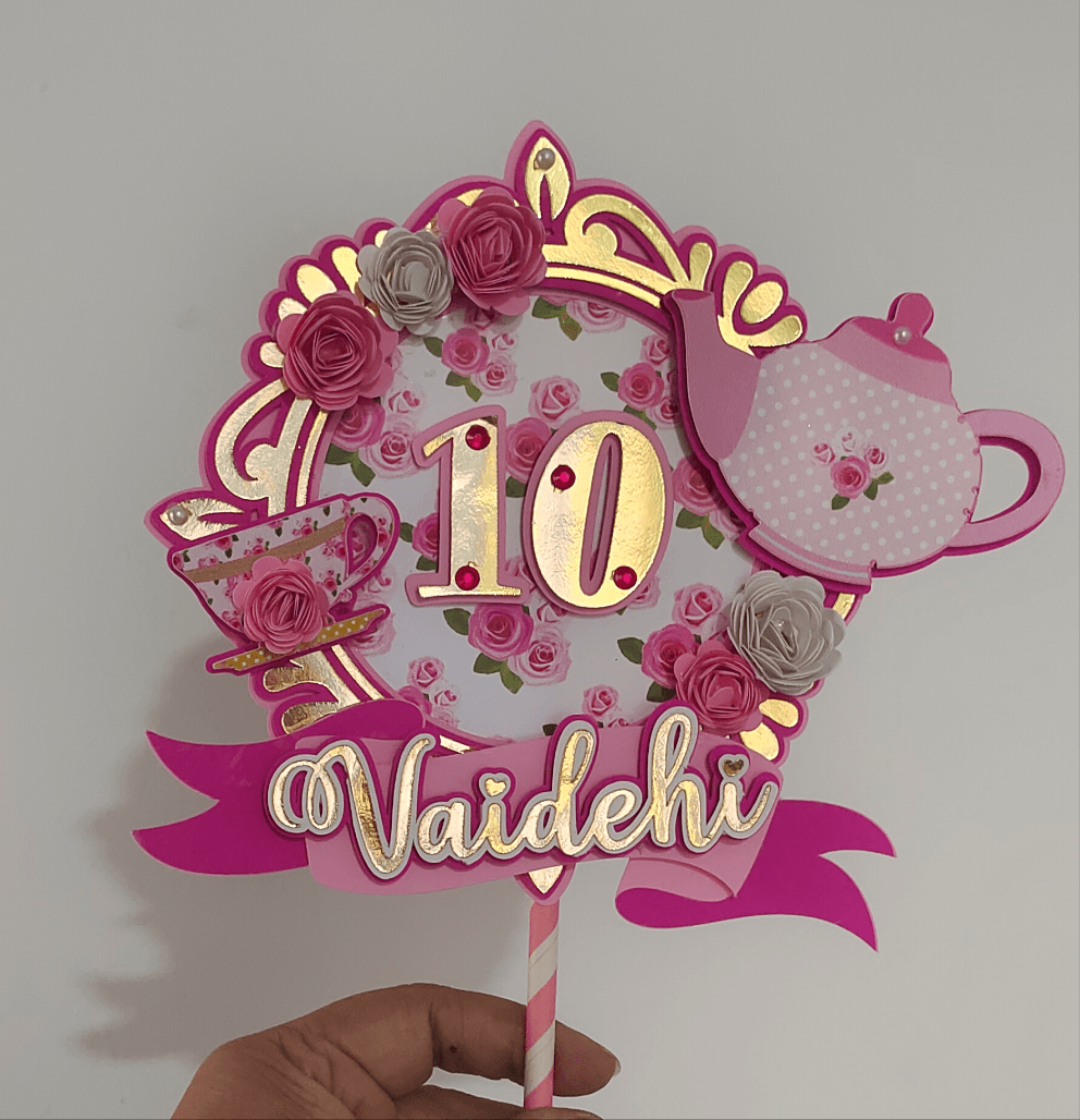 Tea Party Cake Topper HANDCRAFTED Pretty UR Party