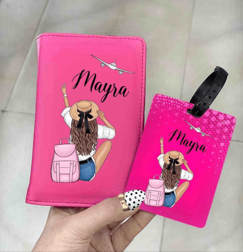 Travel girl Passport cover and Bag Tag Combo RETURN GIFTS Pretty UR Party