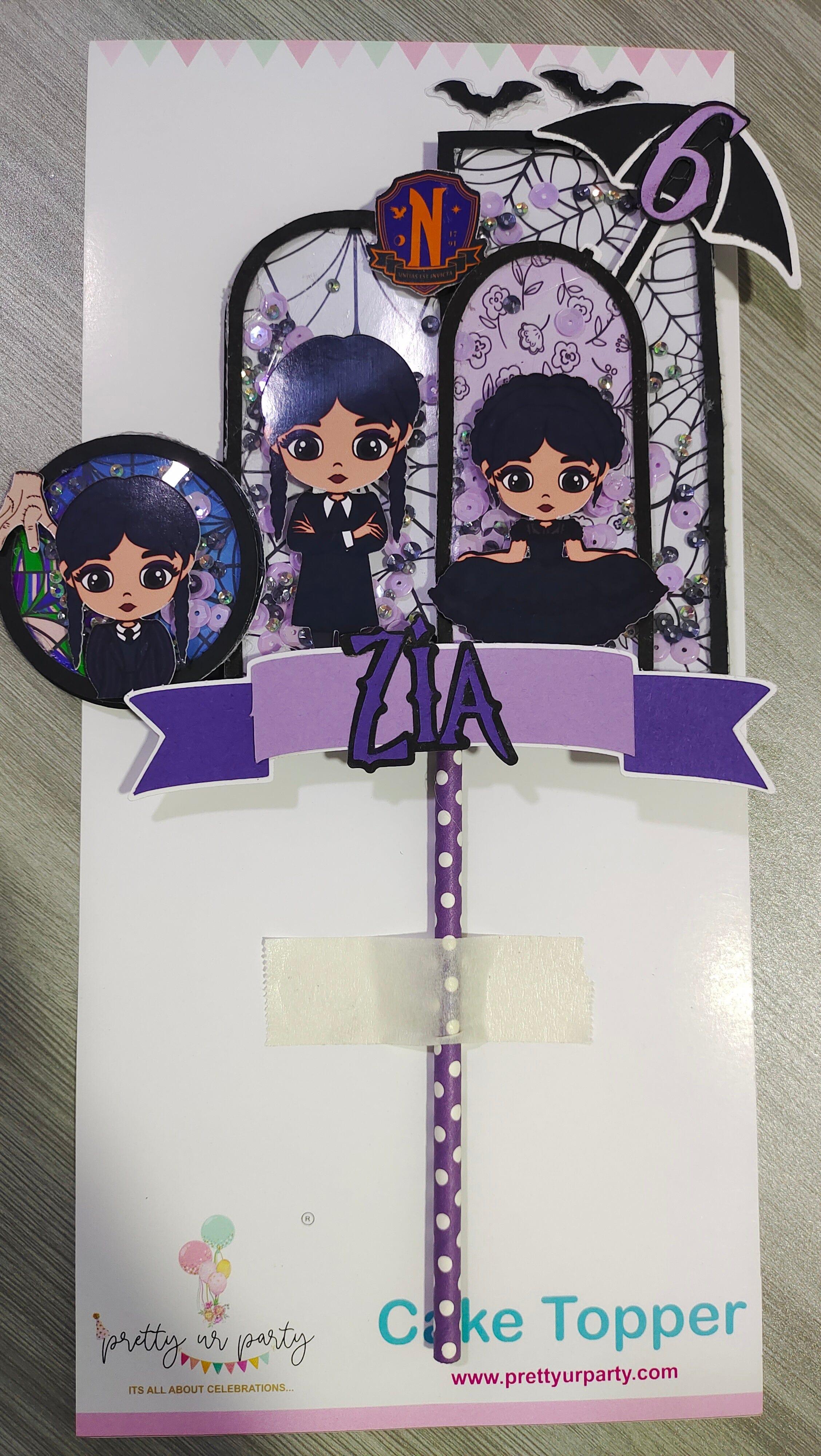 Wednesday Shaker Cake Topper HANDCRAFTED Pretty UR Party   