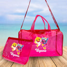 Personalised Kids Jelly Duffle Bags with Pouch Combo - Pink RETURN GIFTS PRETTY UR PARTY