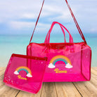 Personalised Kids Jelly Duffle Bags with Pouch Combo - Pink RETURN GIFTS PRETTY UR PARTY