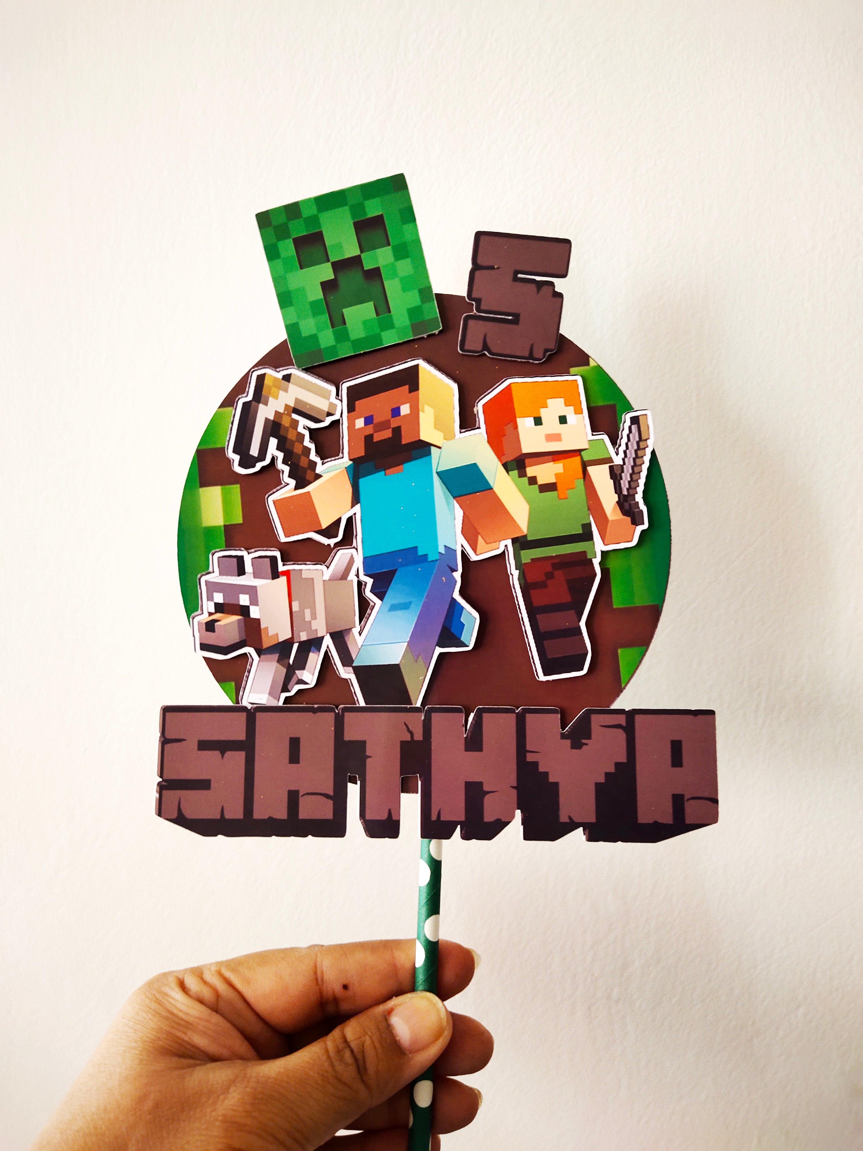 Minecraft Cake Topper PRETTY UR PARTY minecraft-cake-topper-pretty-ur-party