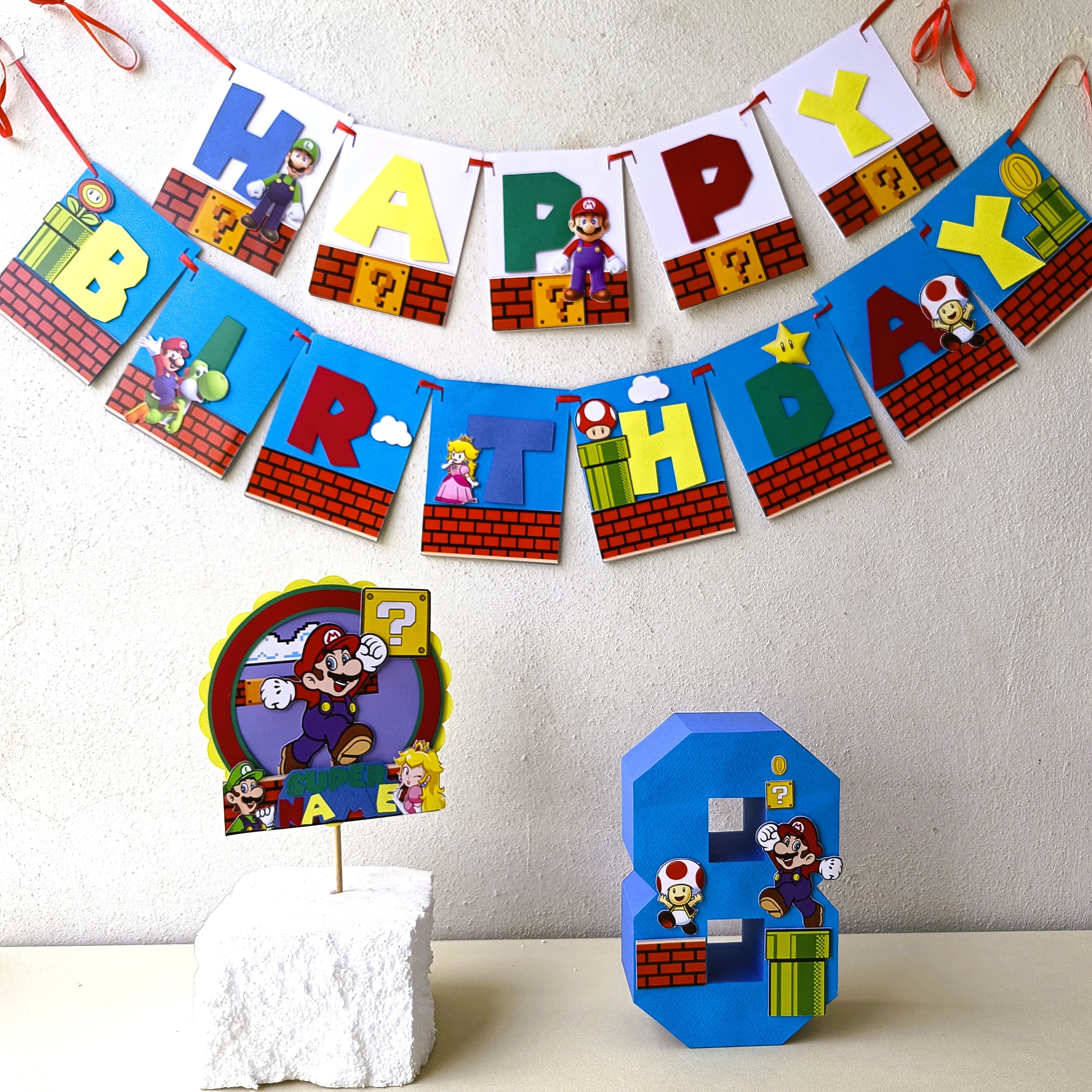 Handcrafted Mario themed Birthday Party Pack