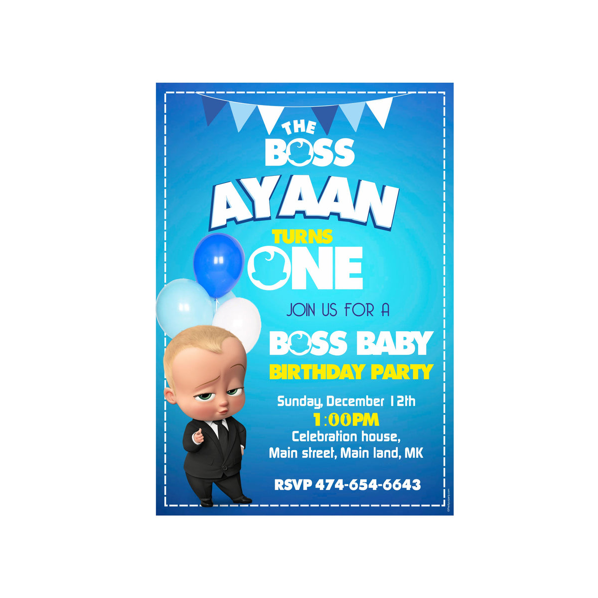 Boss Baby Theme Invitations | Boss Baby Invites – PRETTY UR PARTY