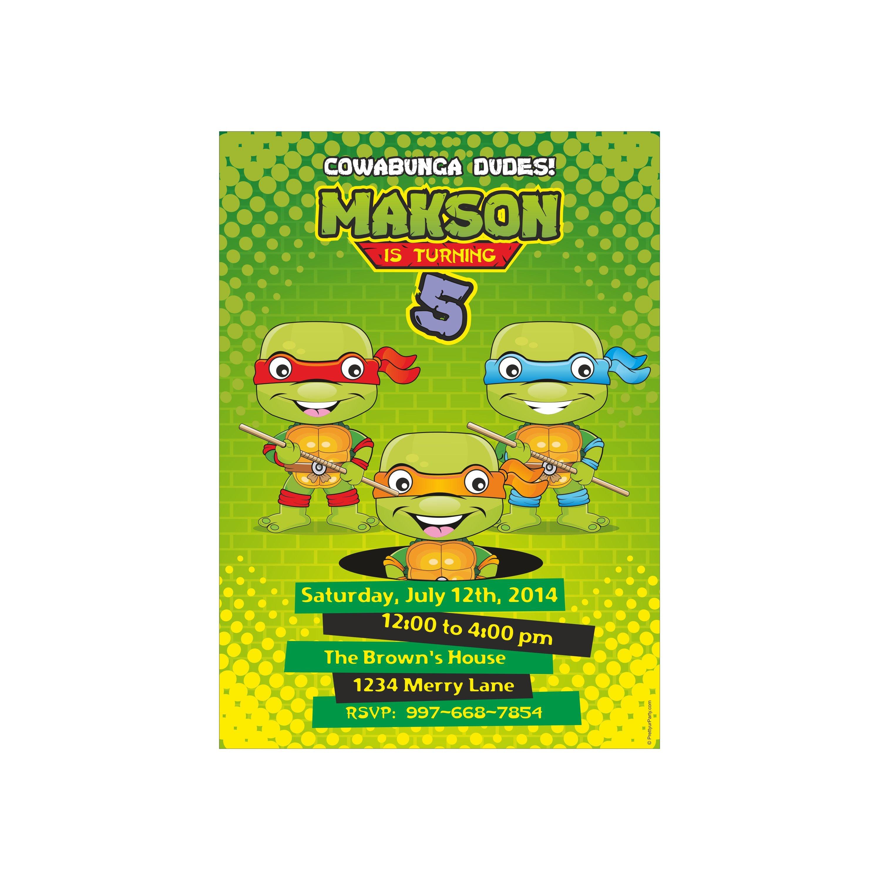 Ninja Turtles Theme E-Invitations THEME PARTIES Pretty UR Party   