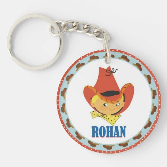 Personalised Little Cowboy Keychain THEME PARTIES Pretty UR Party   