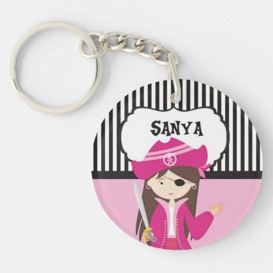 Personalised Girly Pirate Keychain THEME PARTIES Pretty UR Party   