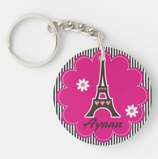 Personalised Paris Inspired Keychain RETURN GIFTS Pretty UR Party   