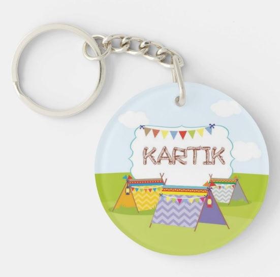 Personalized Camping  Keychain THEME PARTIES Pretty UR Party   