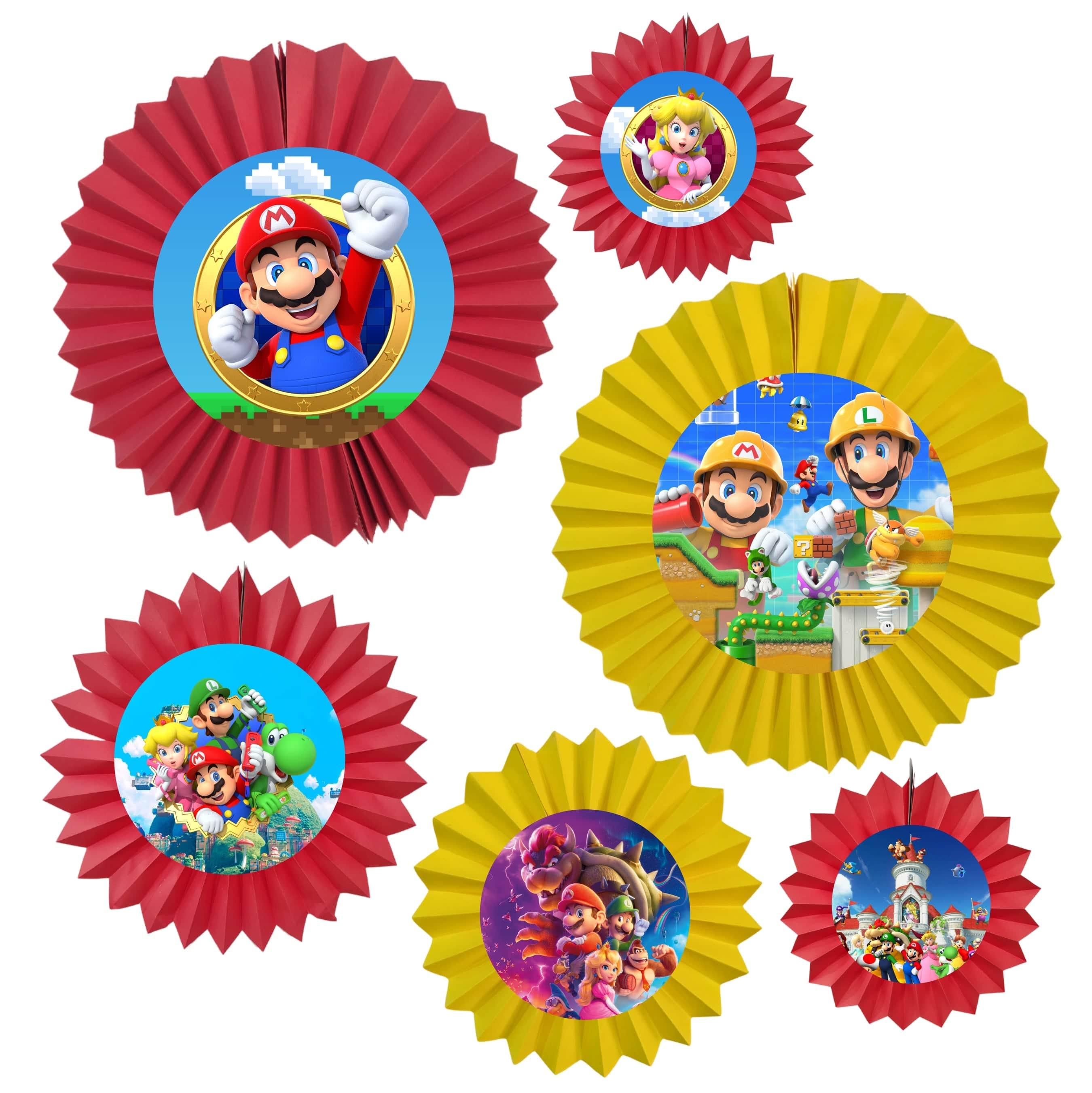 Super Mario Paper Fans - Set of 6 THEME PARTIES Pretty UR Party   