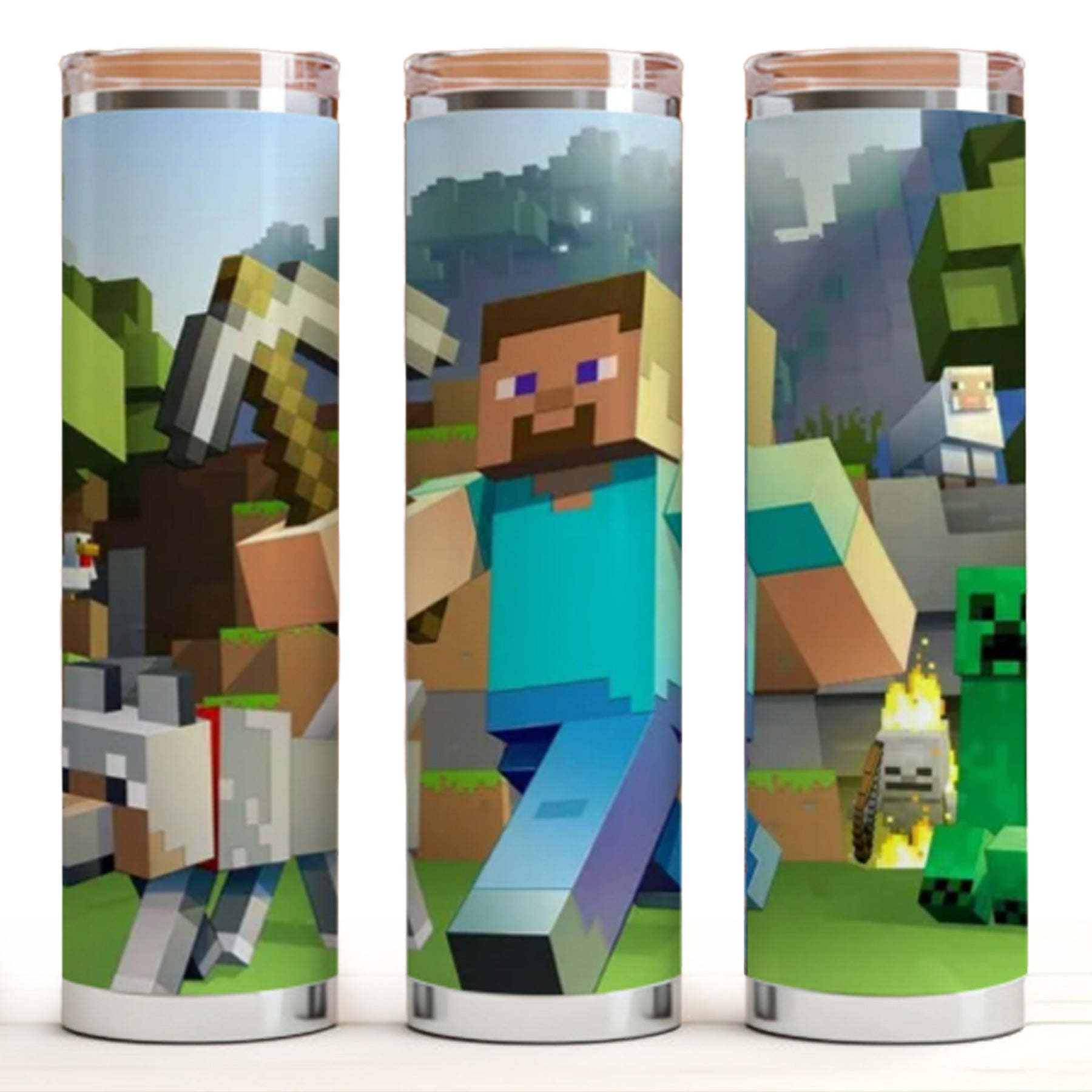 Minecraft Skinny Tumbler 20 Oz Sublimated Minecraft Tumbler Minecraft Gift  