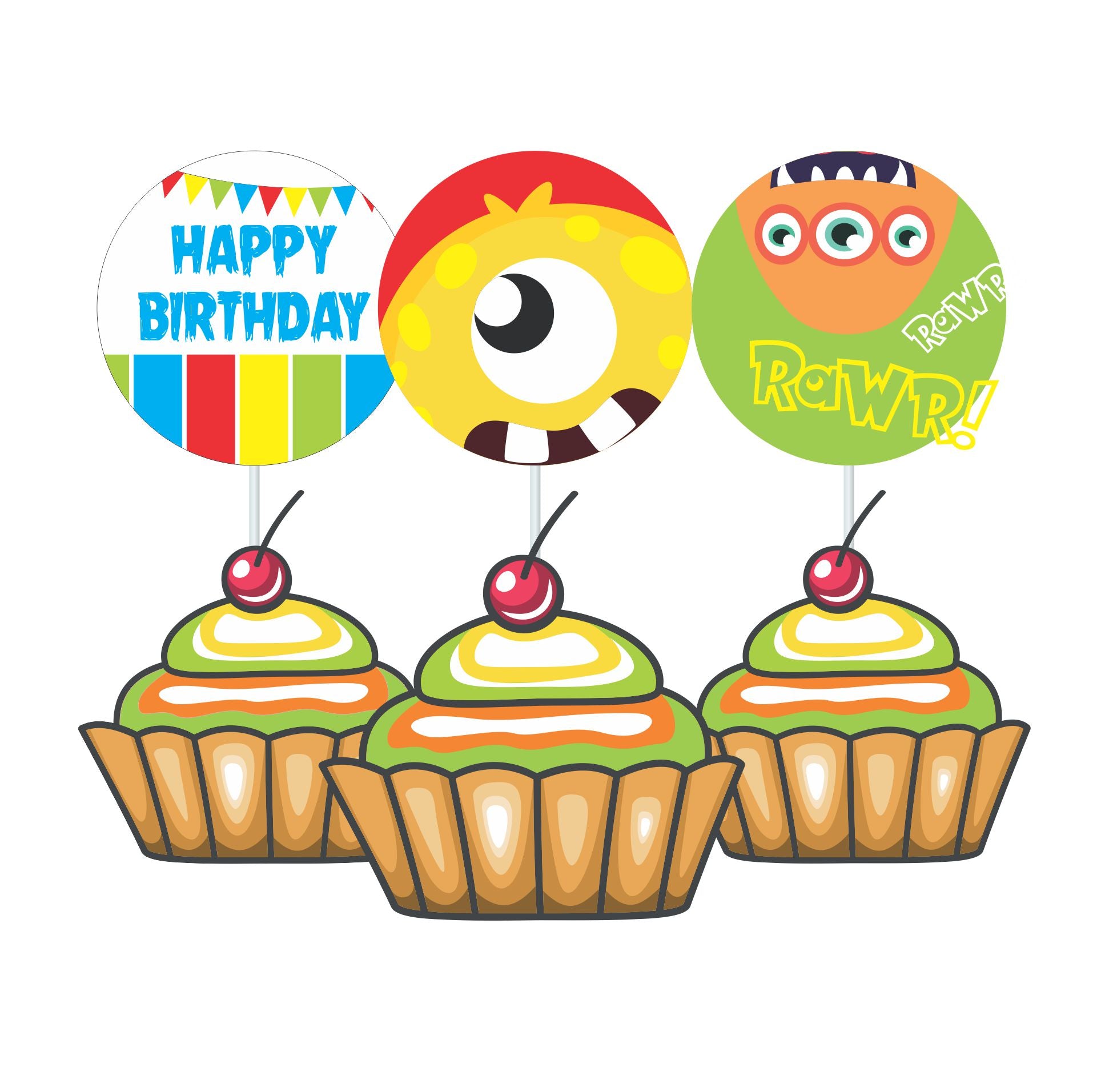 Monster Theme Cupcake / Food Toppers THEME PARTIES Pretty UR Party   