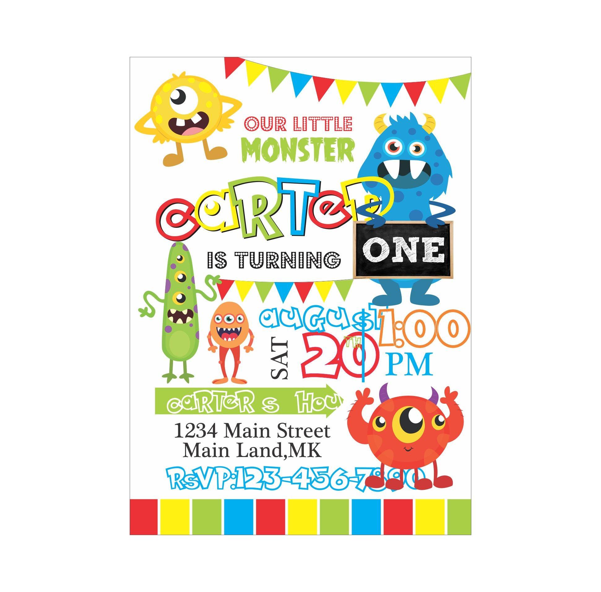 Monster Theme Invitations ALL PARTY SUPPLIES Pretty UR Party   