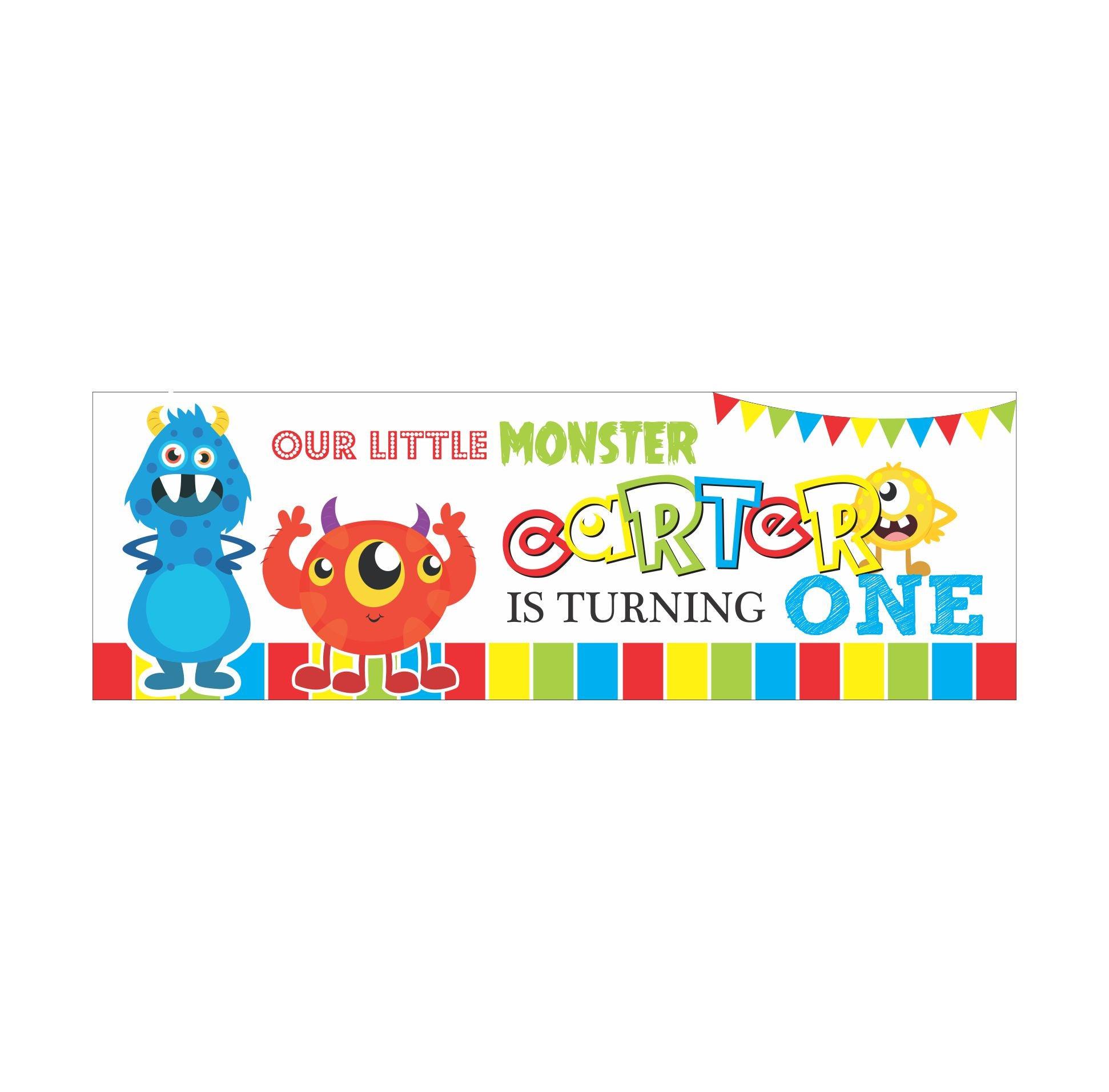 Personalized Monster Theme Banner 30in ALL PARTY SUPPLIES Pretty UR Party   