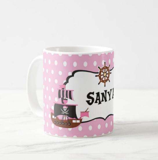 Personalised Girly Pirate Mug THEME PARTIES Pretty UR Party   