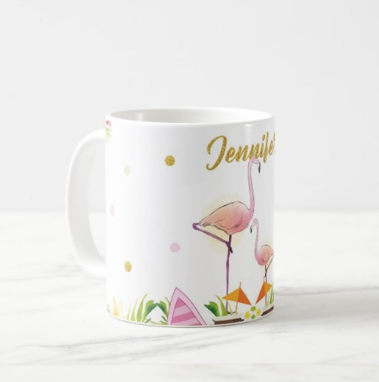 Personalised Flamingo Mug THEME PARTIES Pretty UR Party   