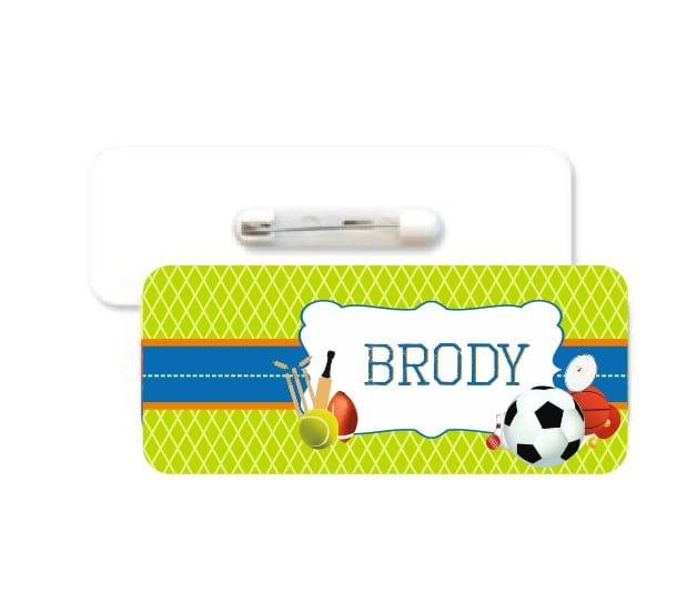 Sports Theme Badge / Name Tag PERSONALISED Pretty UR Party   