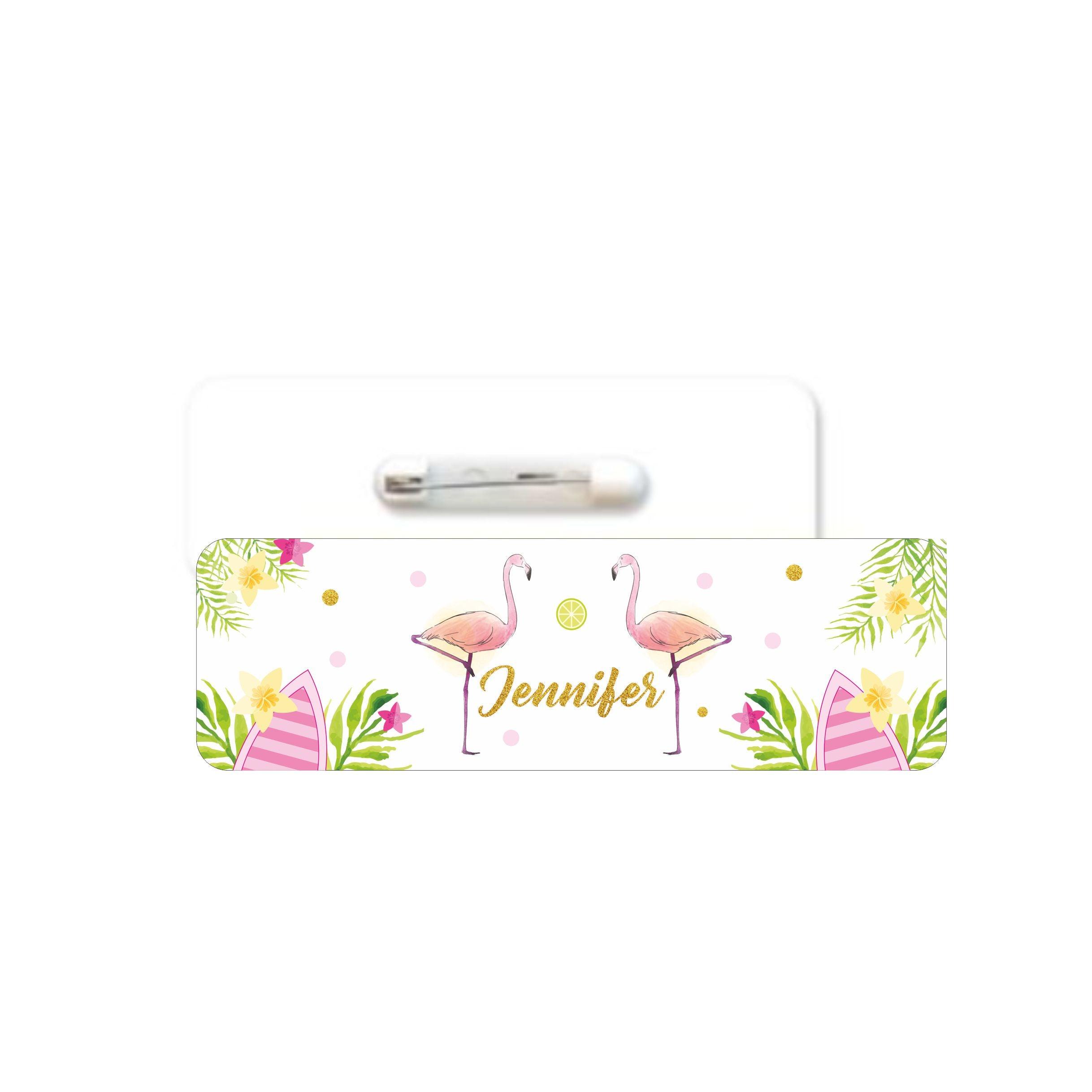 Flamingo Badge / Name Tag PERSONALISED Pretty UR Party   