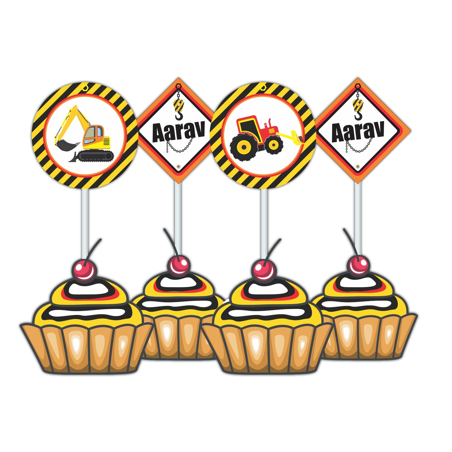 New Construction Theme Cupcake / Food Toppers THEME PARTIES Pretty UR Party   