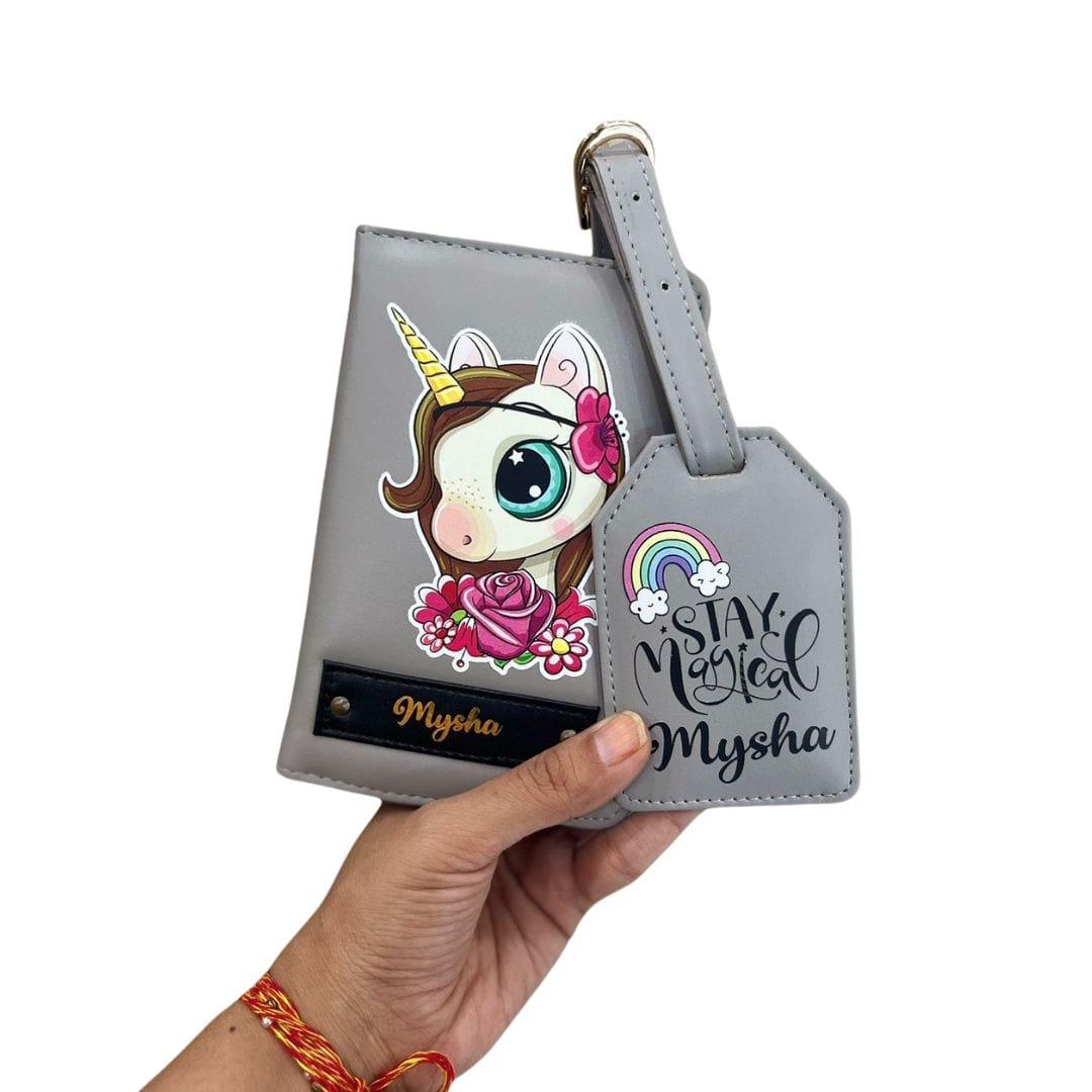 Unicorn Passport cover and Bag Tag Combo - 01 RETURN GIFTS Pretty UR Party   