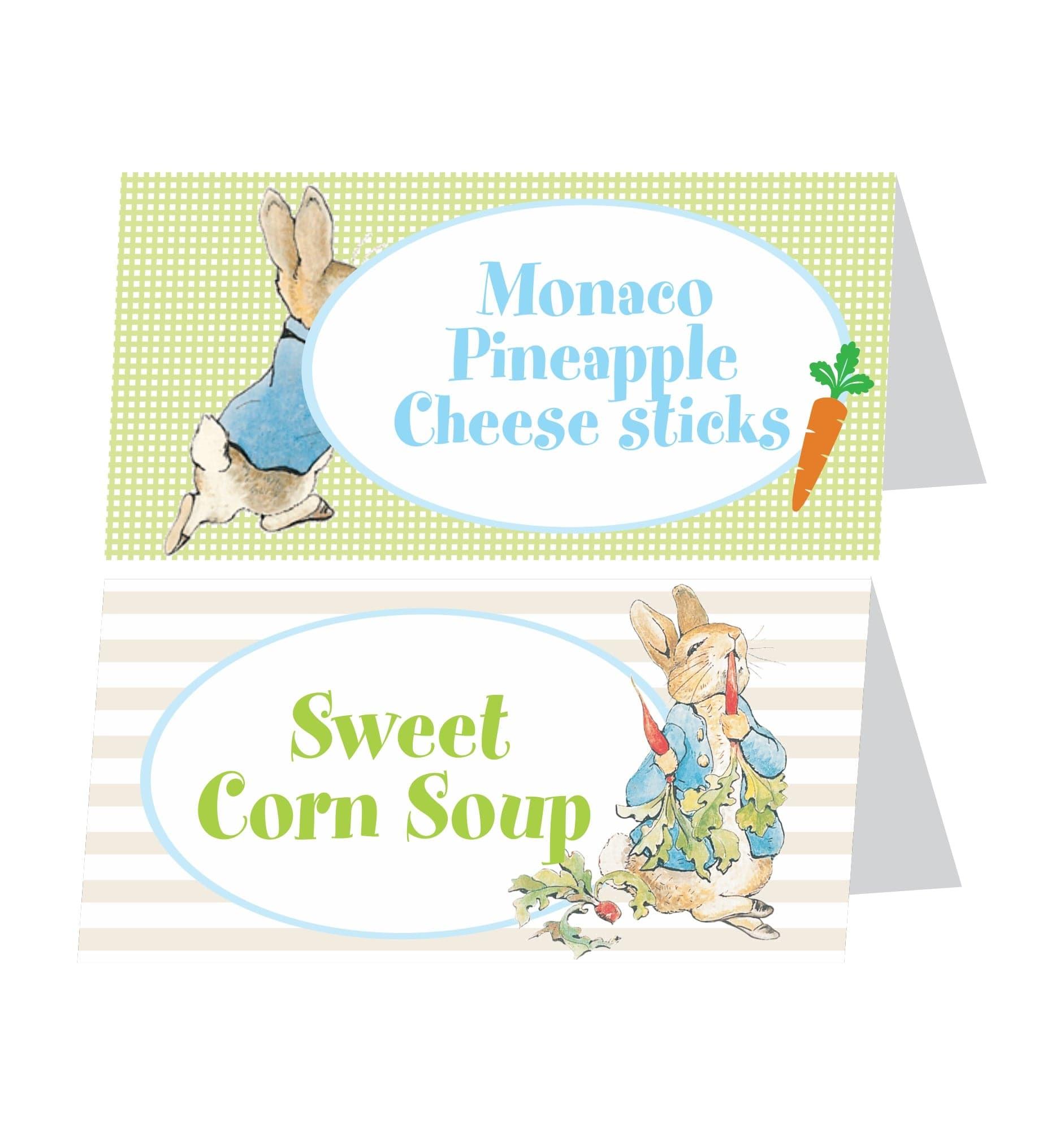 Peter Rabbit Theme Food Labels / Buffet Table Cards THEME PARTIES Pretty UR Party   