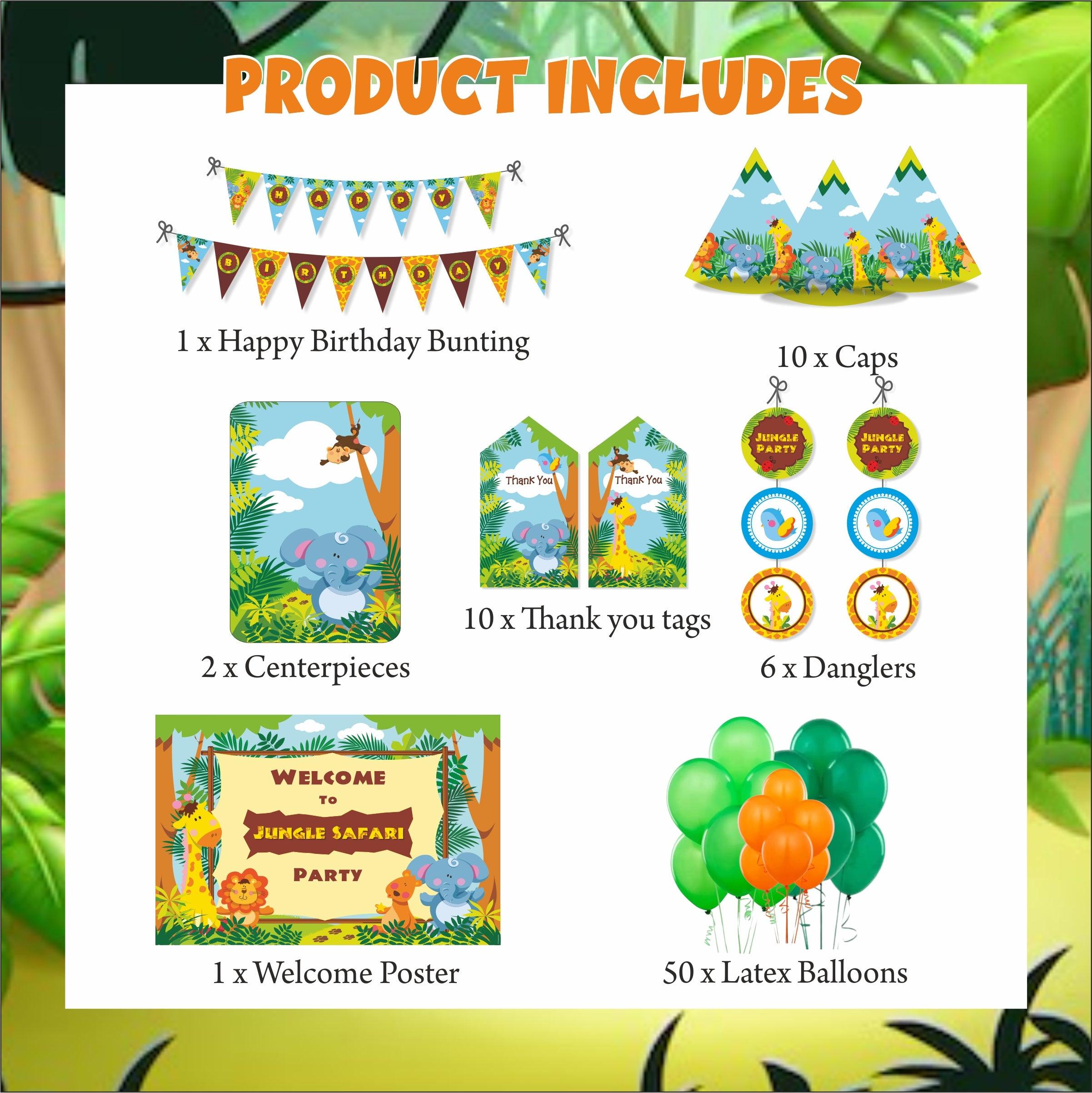 Jungle Party Decorations Kit 80 pcs Combo Pack THEME PARTIES Pretty UR Party   