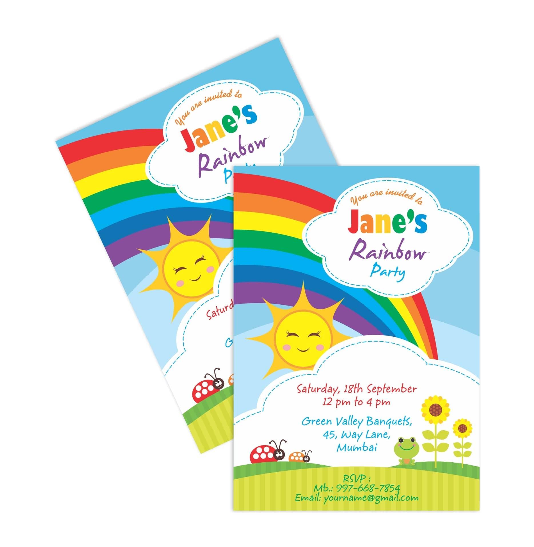 Rainbow Themed Invitations THEME PARTIES Pretty UR Party   