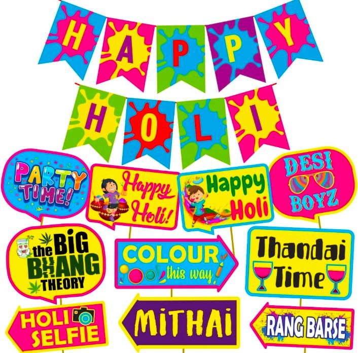 Holi Photo Booth Props - 11 pc set ALL PARTY SUPPLIES Pretty UR Party   