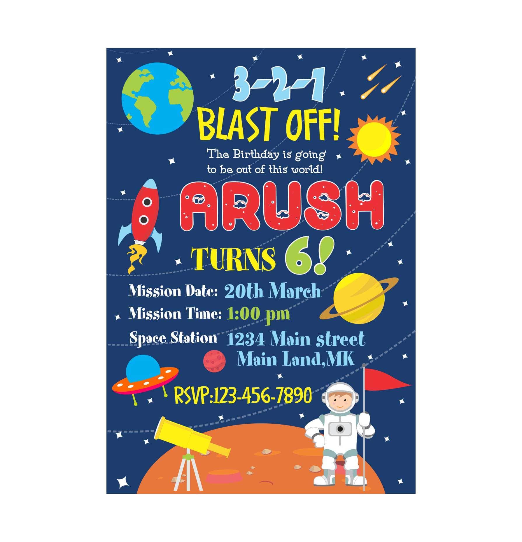 Space Theme E-Invitations BIRTHDAYS Pretty UR Party   