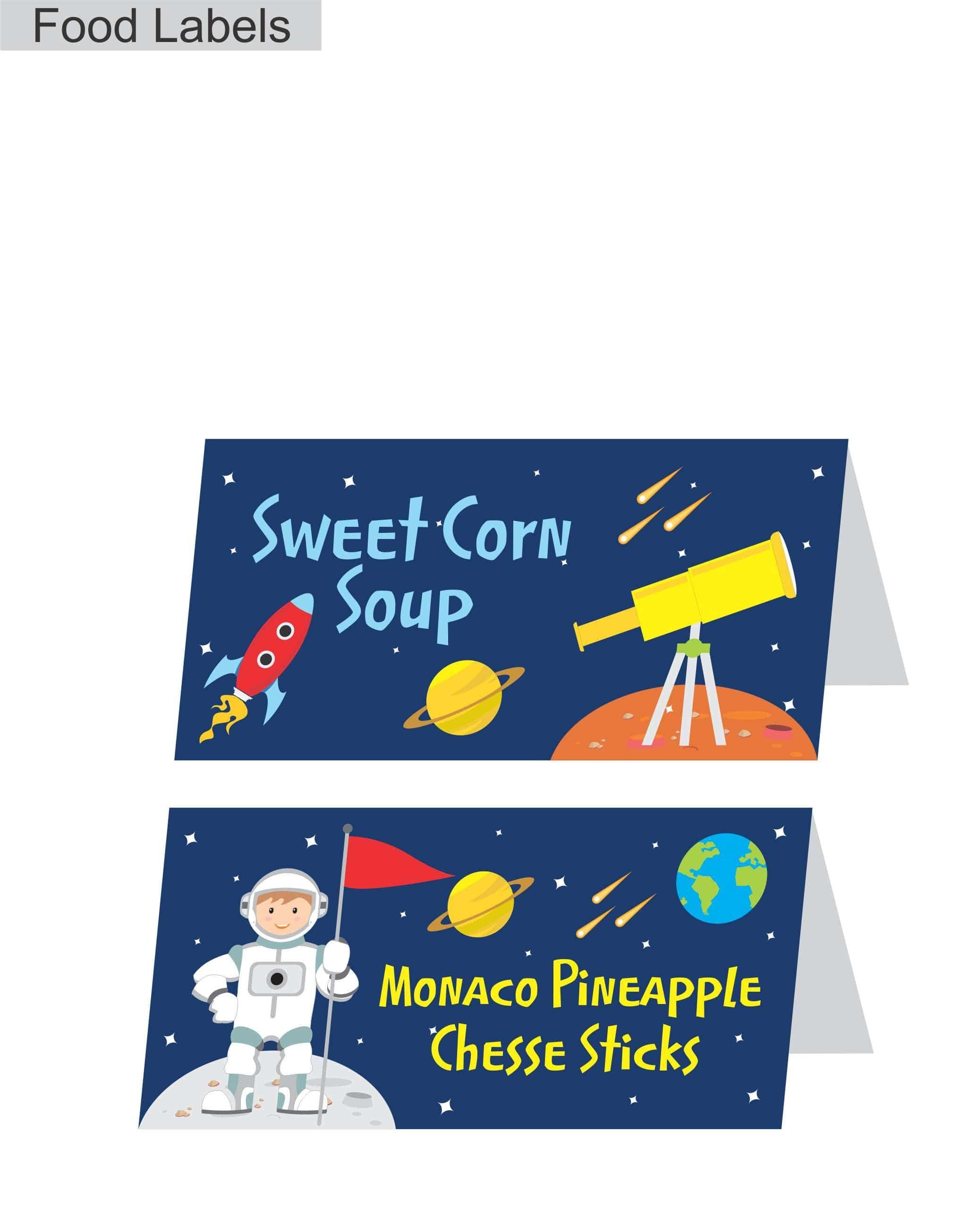 Space Theme Food Labels / Buffet Table Cards THEME PARTIES Pretty UR Party   