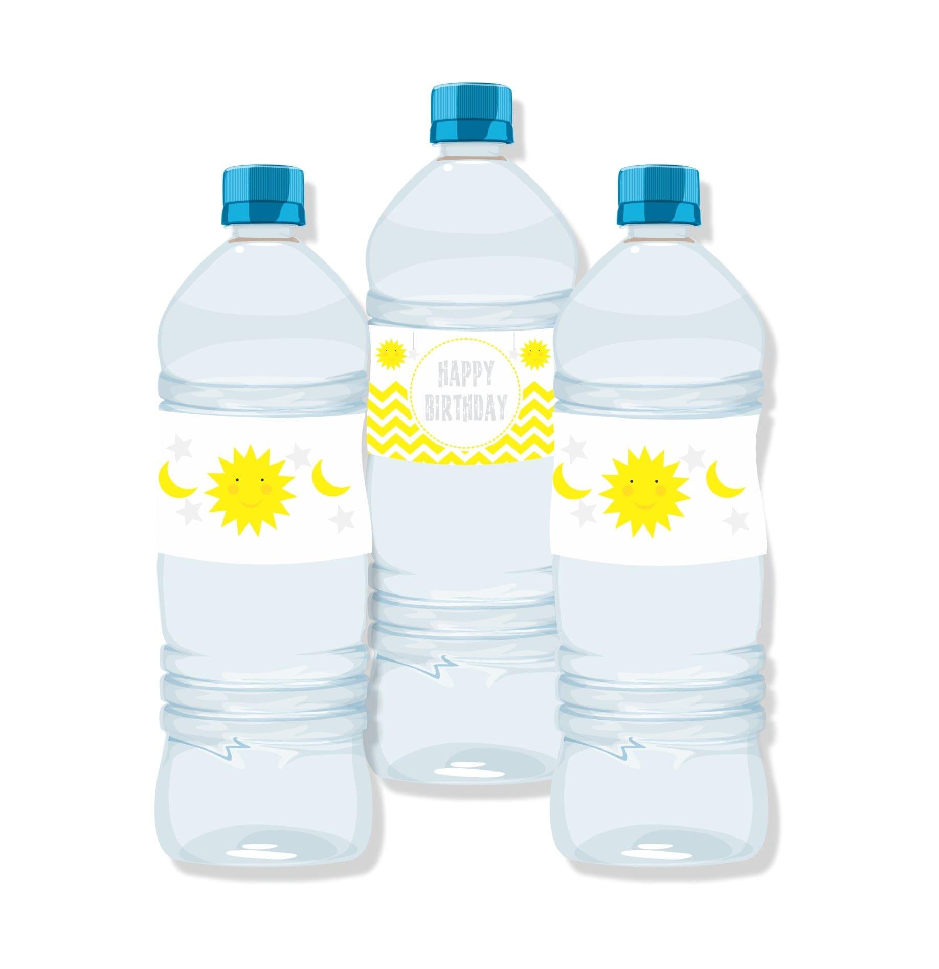 Sun and Moon Water Bottle Labels THEME PARTIES Pretty UR Party   