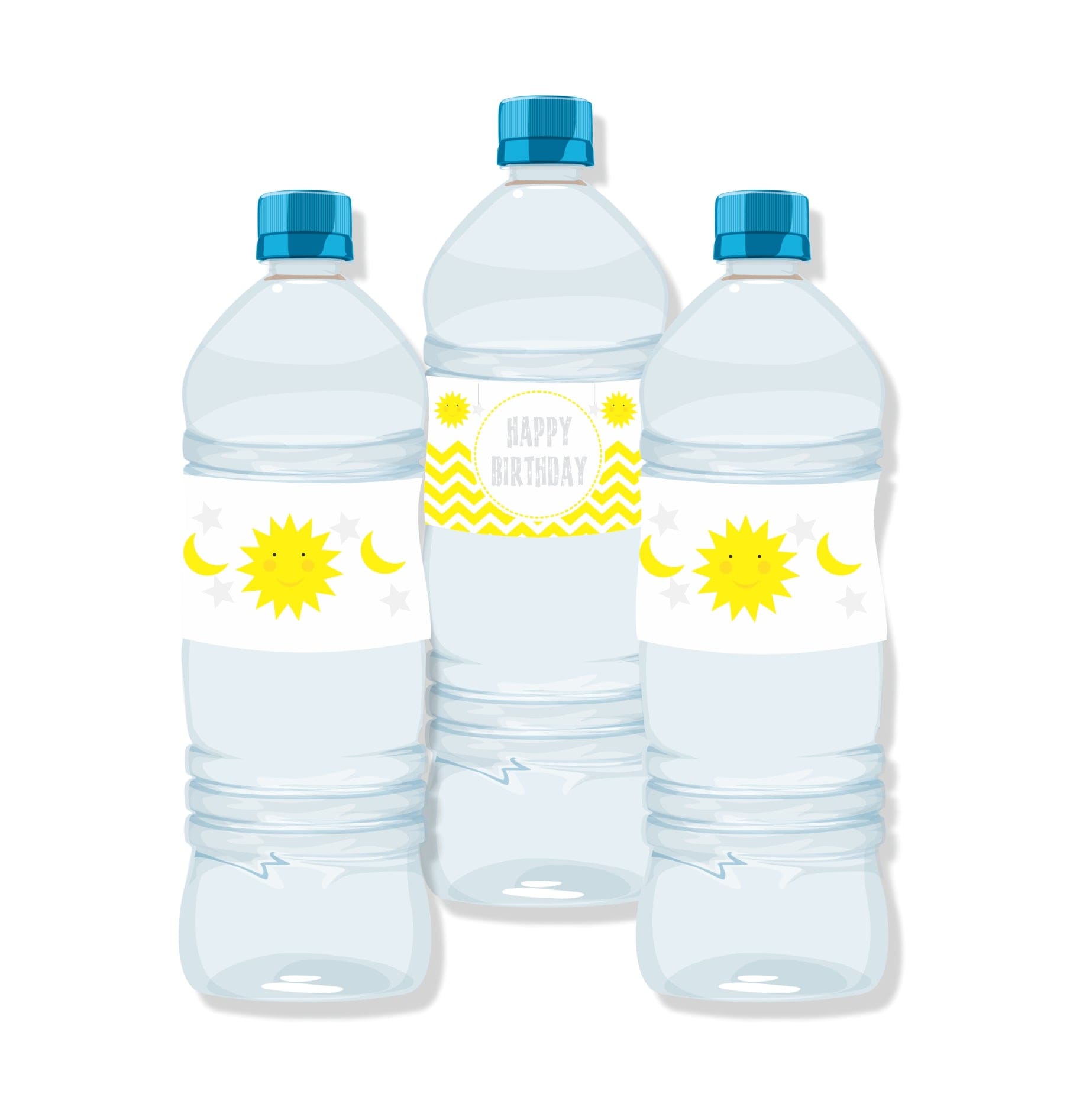 Sun and Moon Water Bottle Labels THEME PARTIES Pretty UR Party   