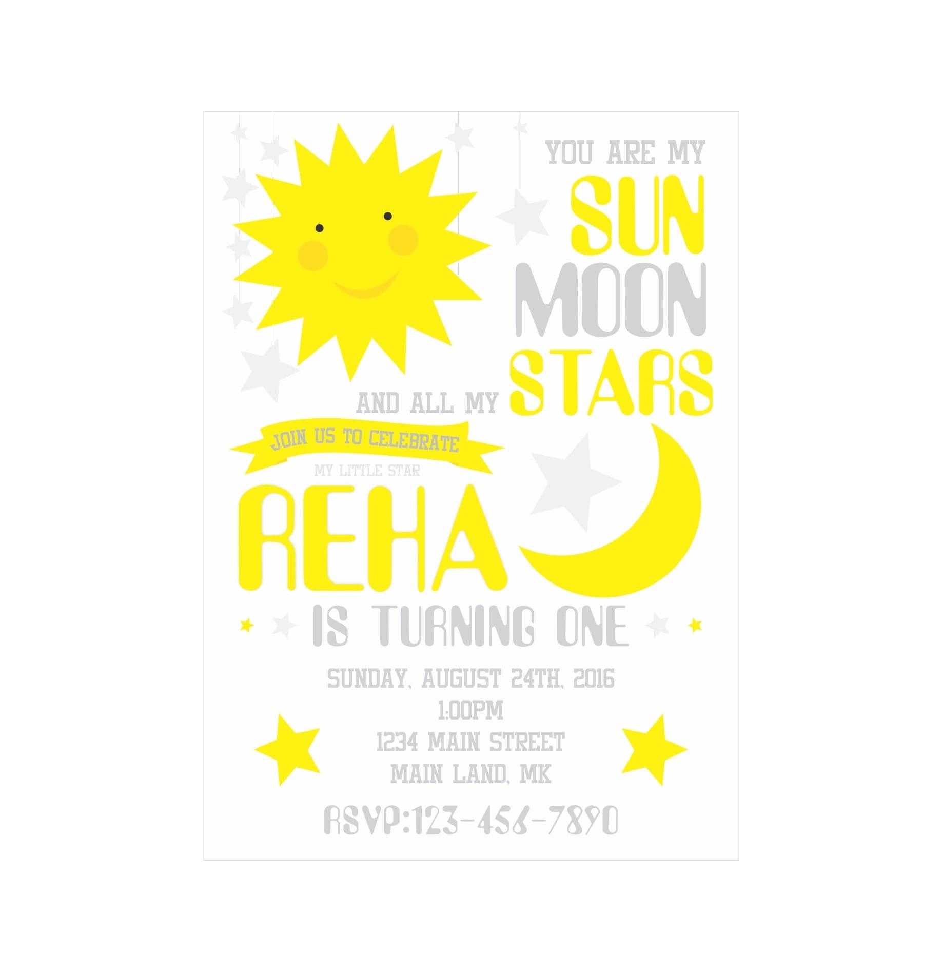 Sun and Moon Theme E-Invitations THEME PARTIES Pretty UR Party   