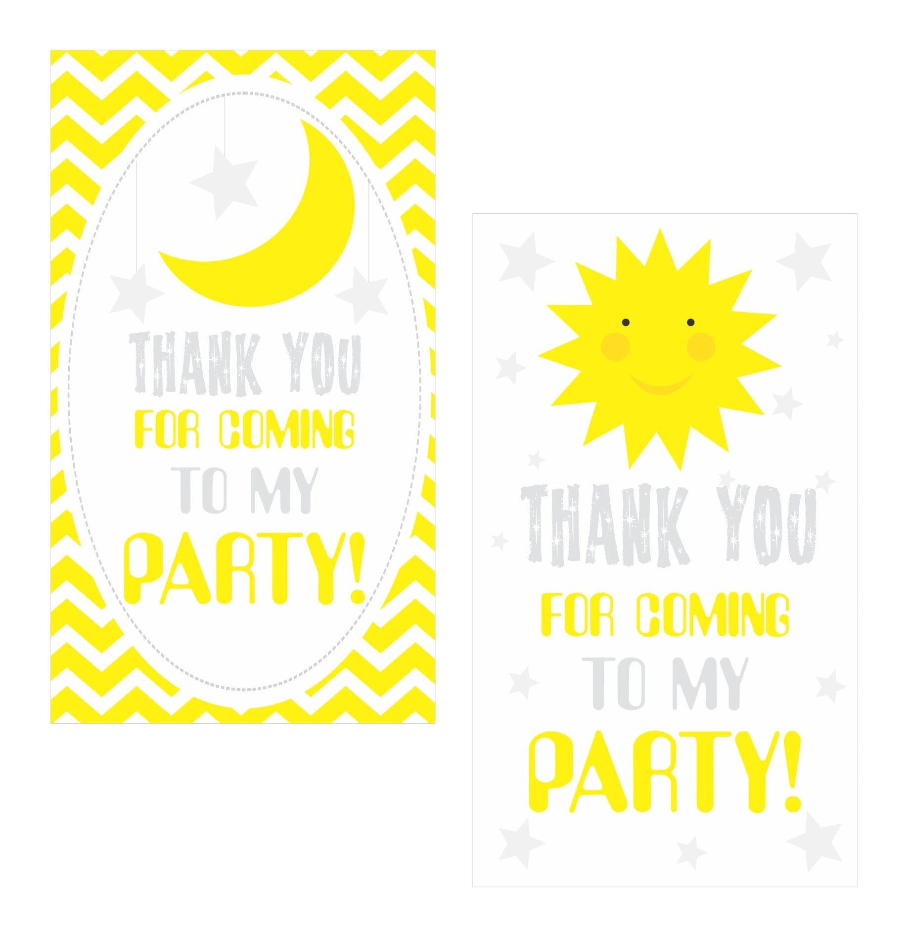 Sun and Moon Thank you Tags THEME PARTIES Pretty UR Party   