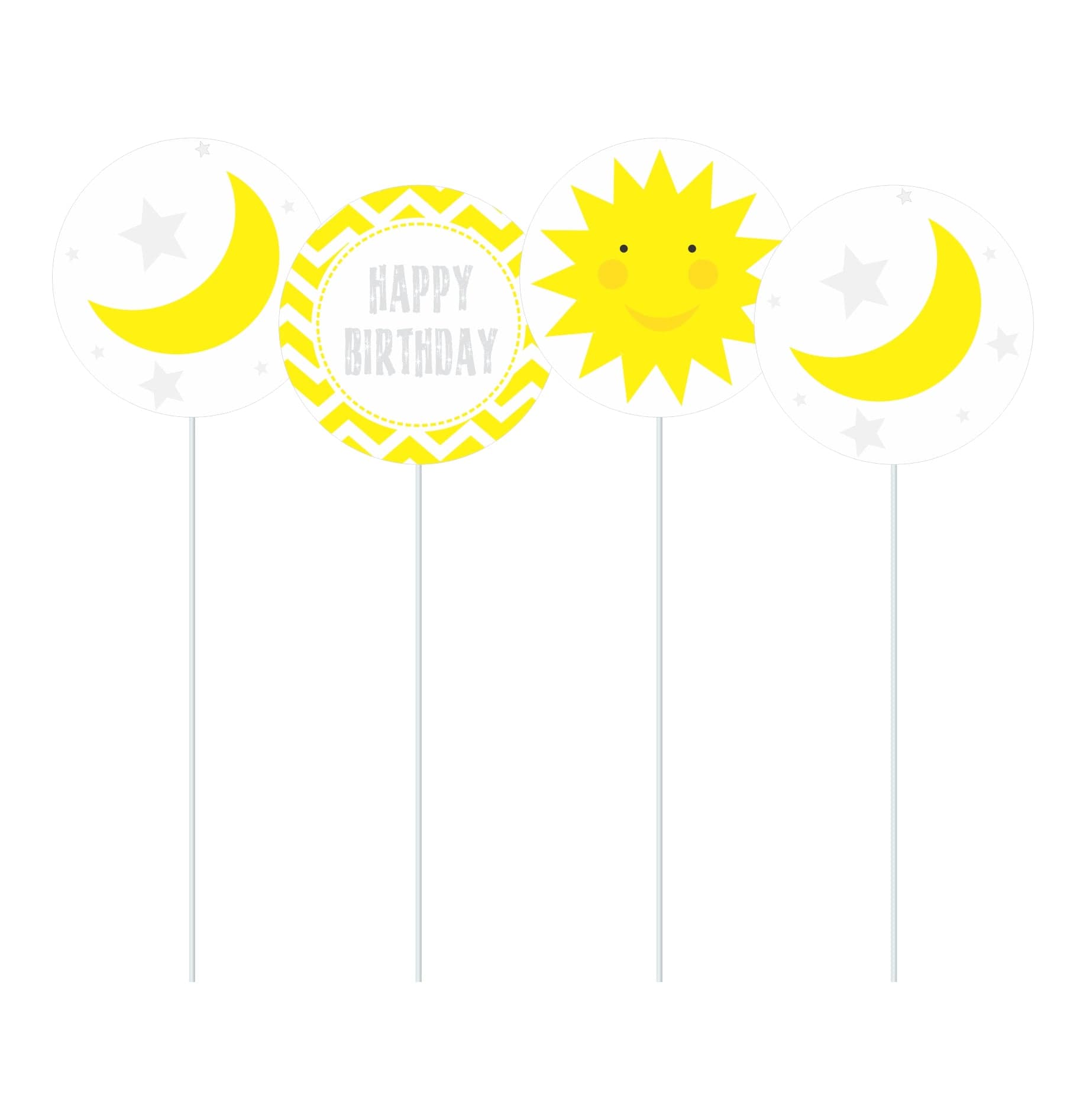 Sun and Moon theme Cupcake Toppers THEME PARTIES Pretty UR Party   