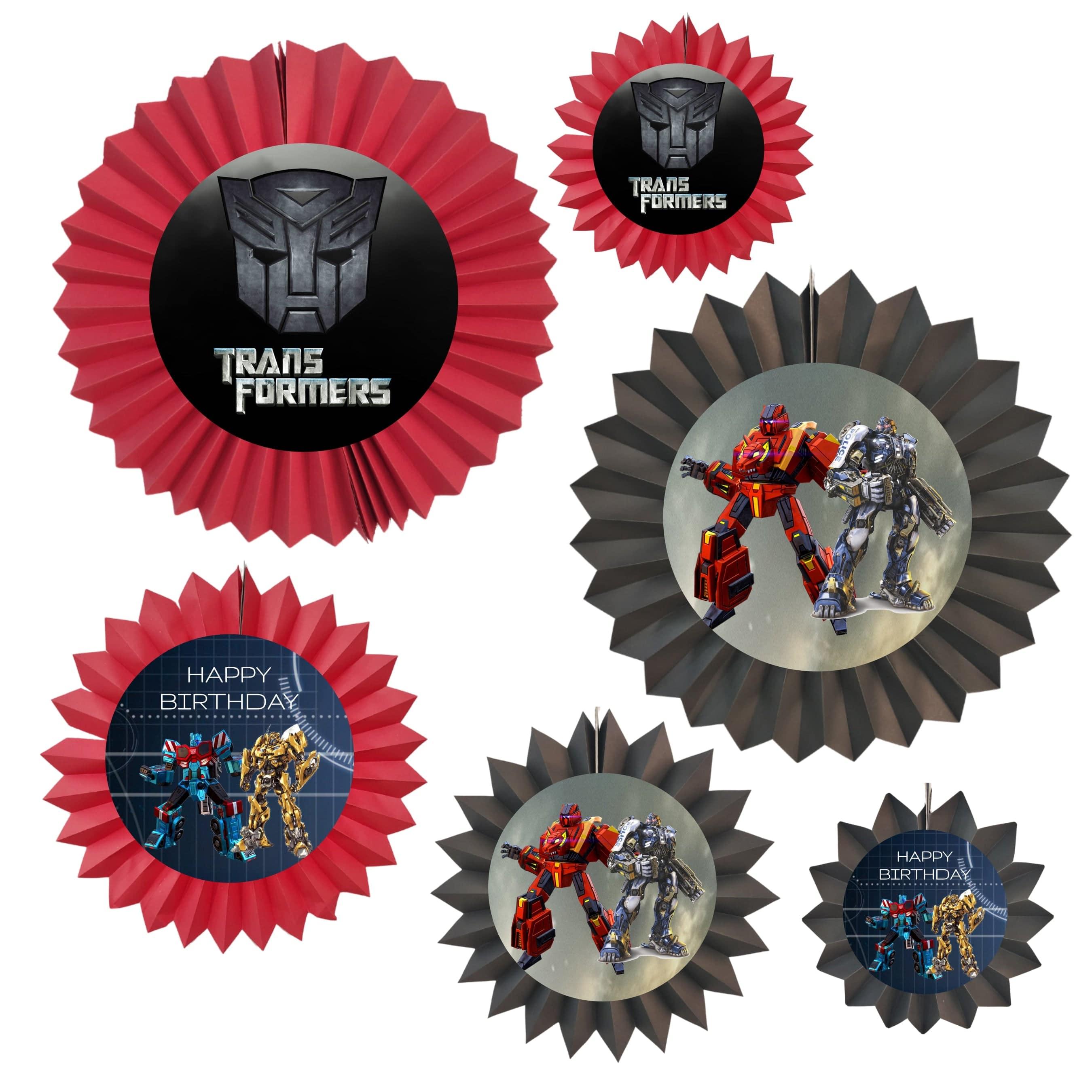 Transformers Paper Fans - Set of 6 DECORATIONS Pretty UR Party   