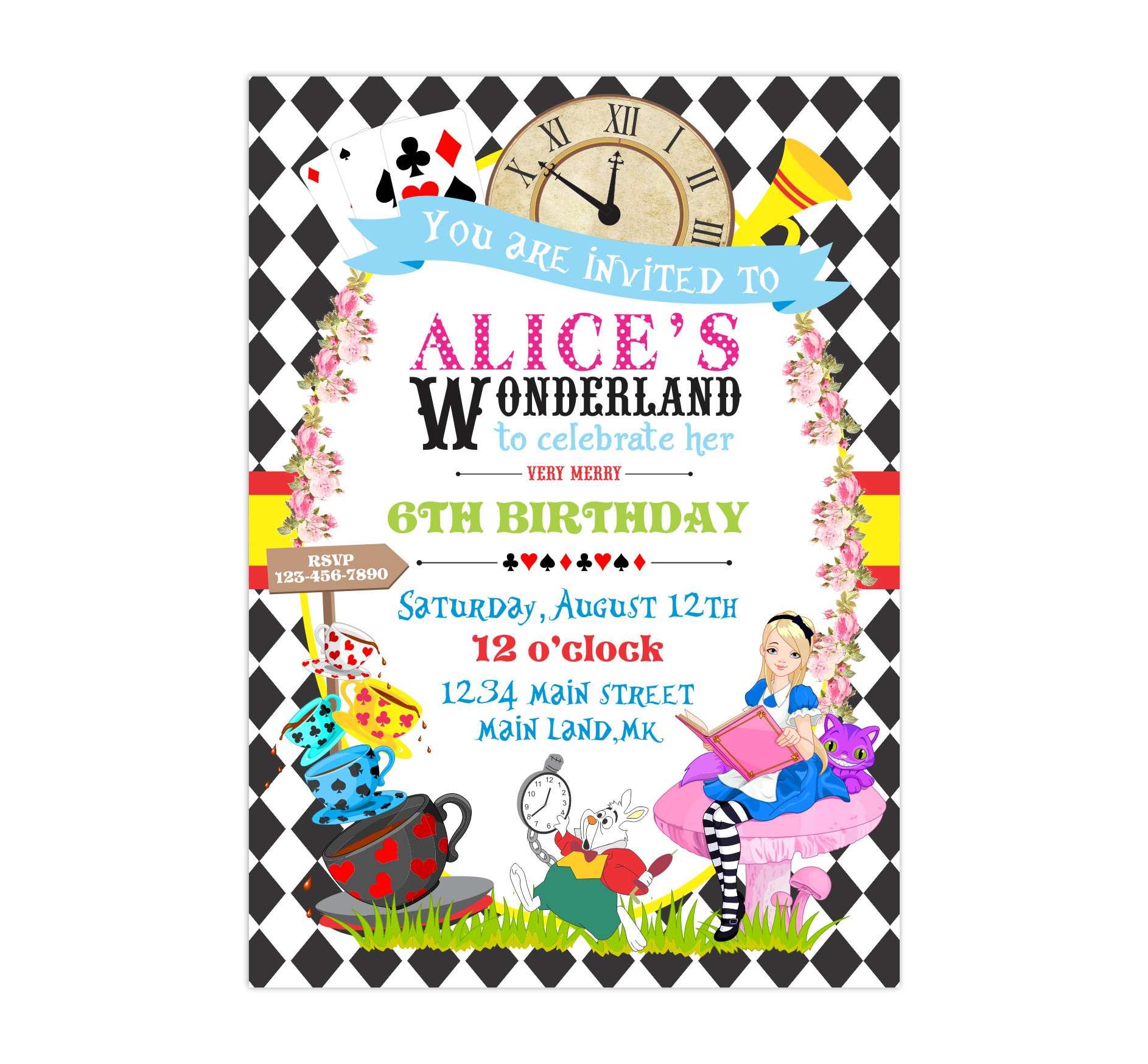 Alice in Wonderland E-Invitations THEME PARTIES Pretty UR Party   