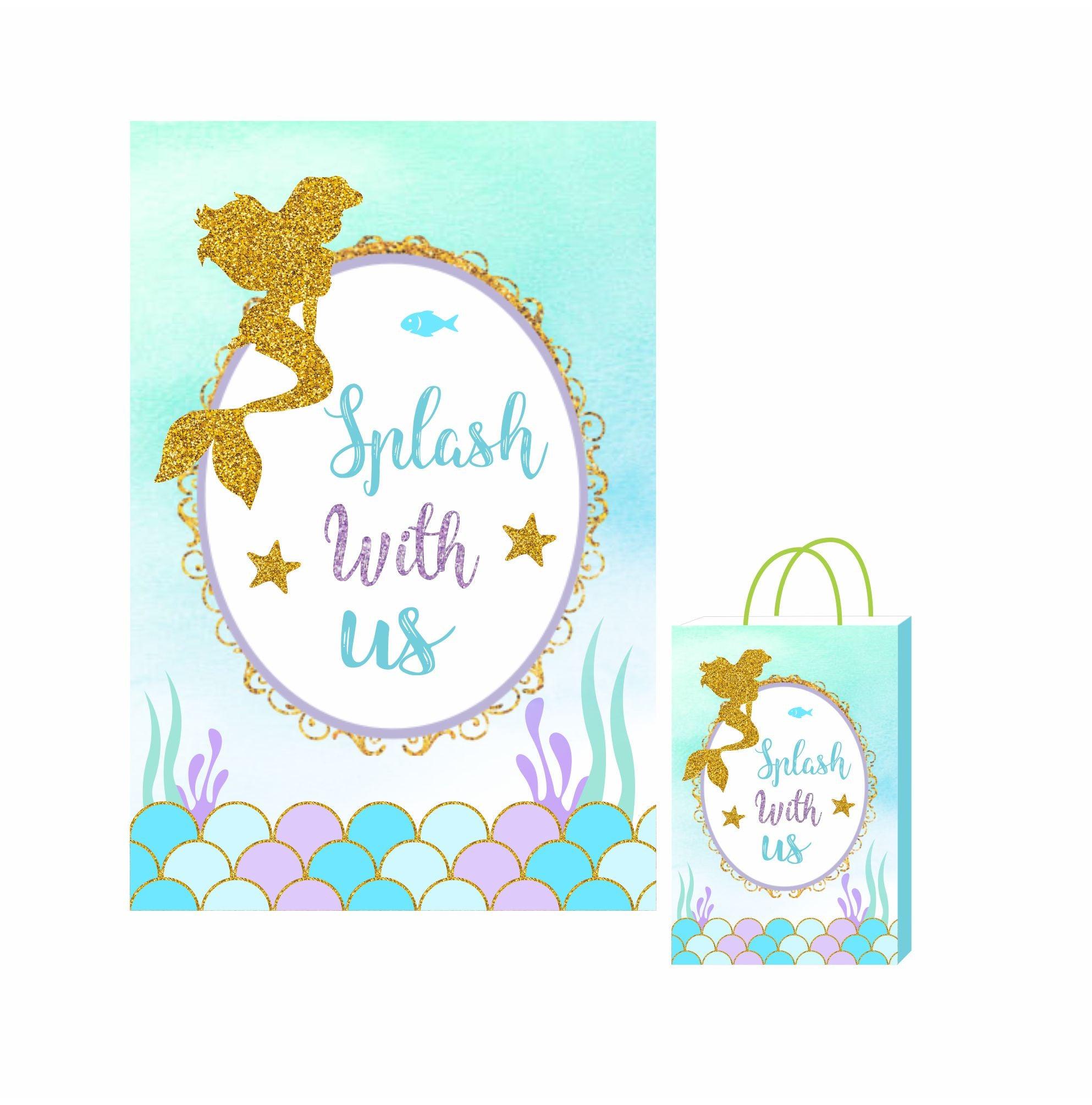 Aqua Mermaid Theme Khoi Bag / Pinata ALL PARTY SUPPLIES Pretty UR Party   